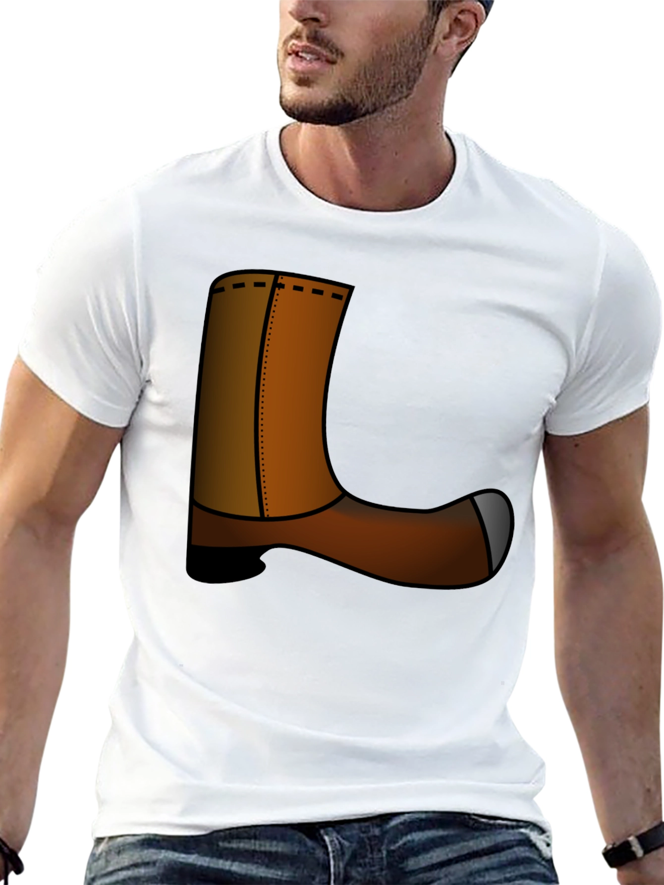 Black Novelty Cowboy Boot Graphic Tee - Unisex view 13
