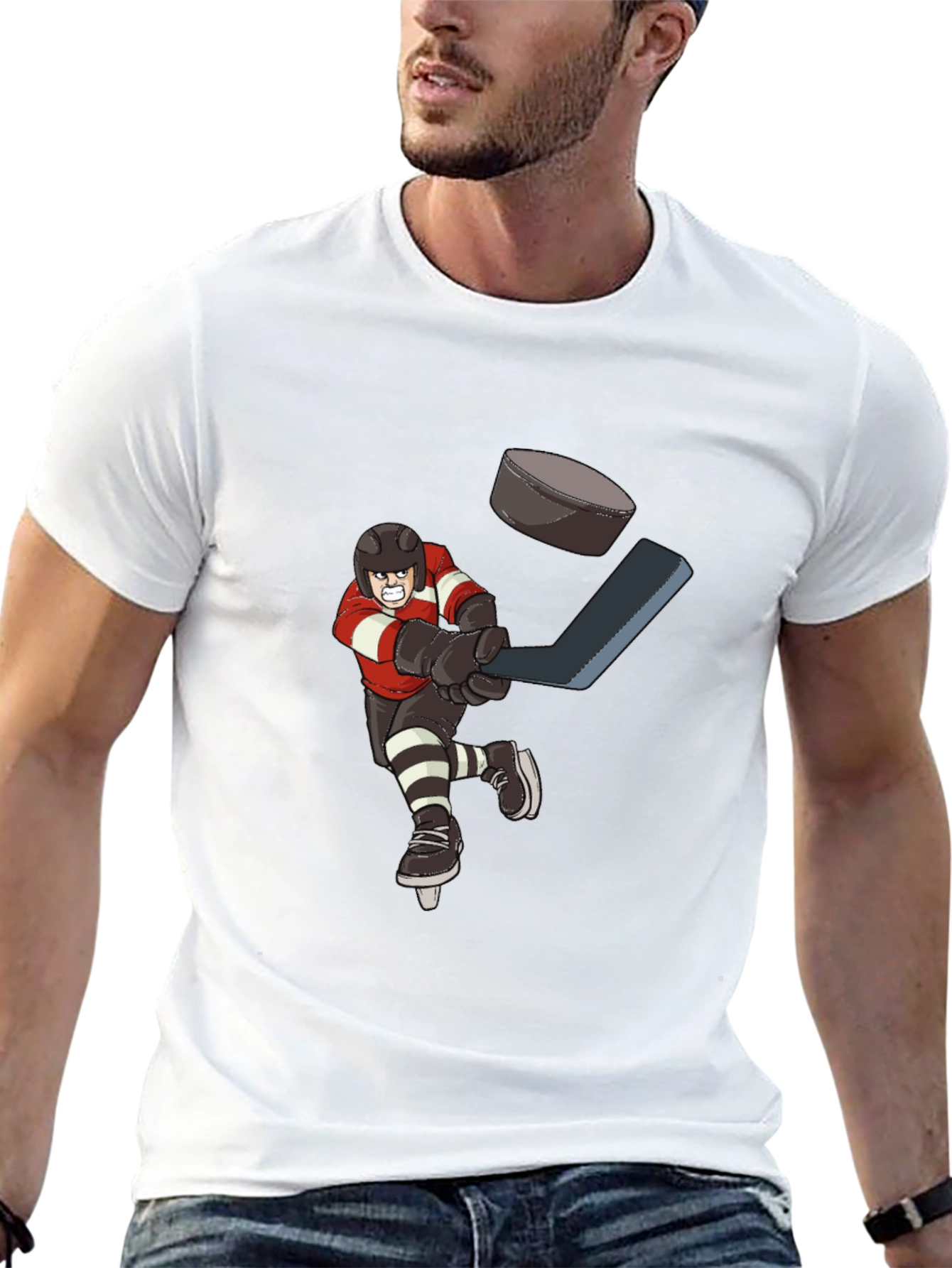 Black Hockey Player T-Shirt view 13