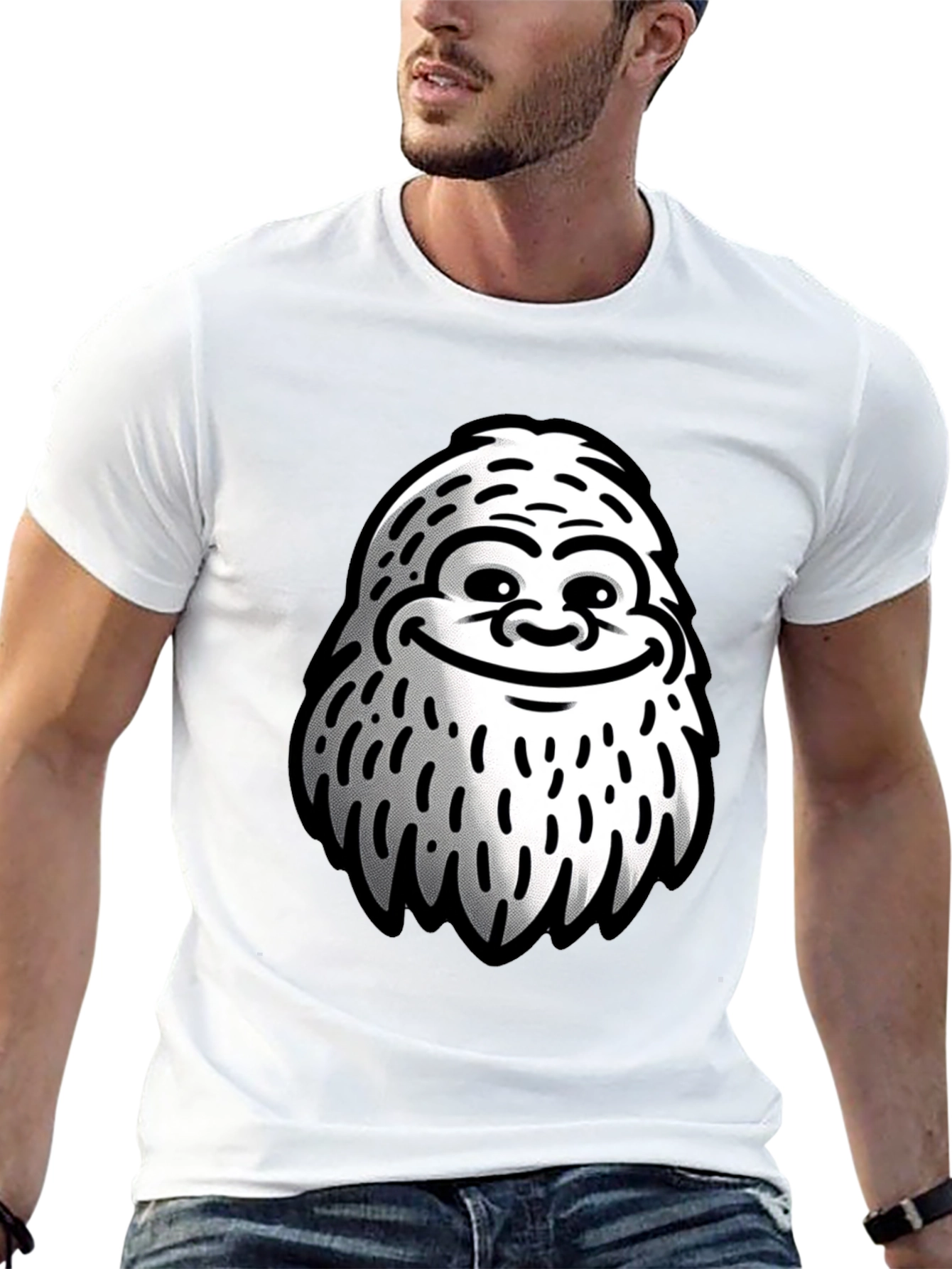Black Funny Yeti Graphic T-Shirt - Black Cotton Tee view 13
