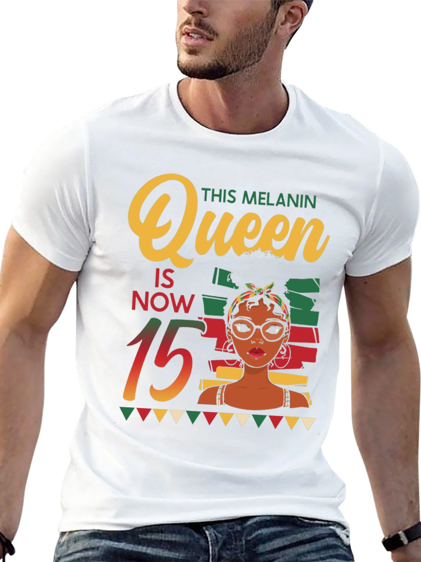Melanin Queen 15th Birthday Black T-Shirt - 13