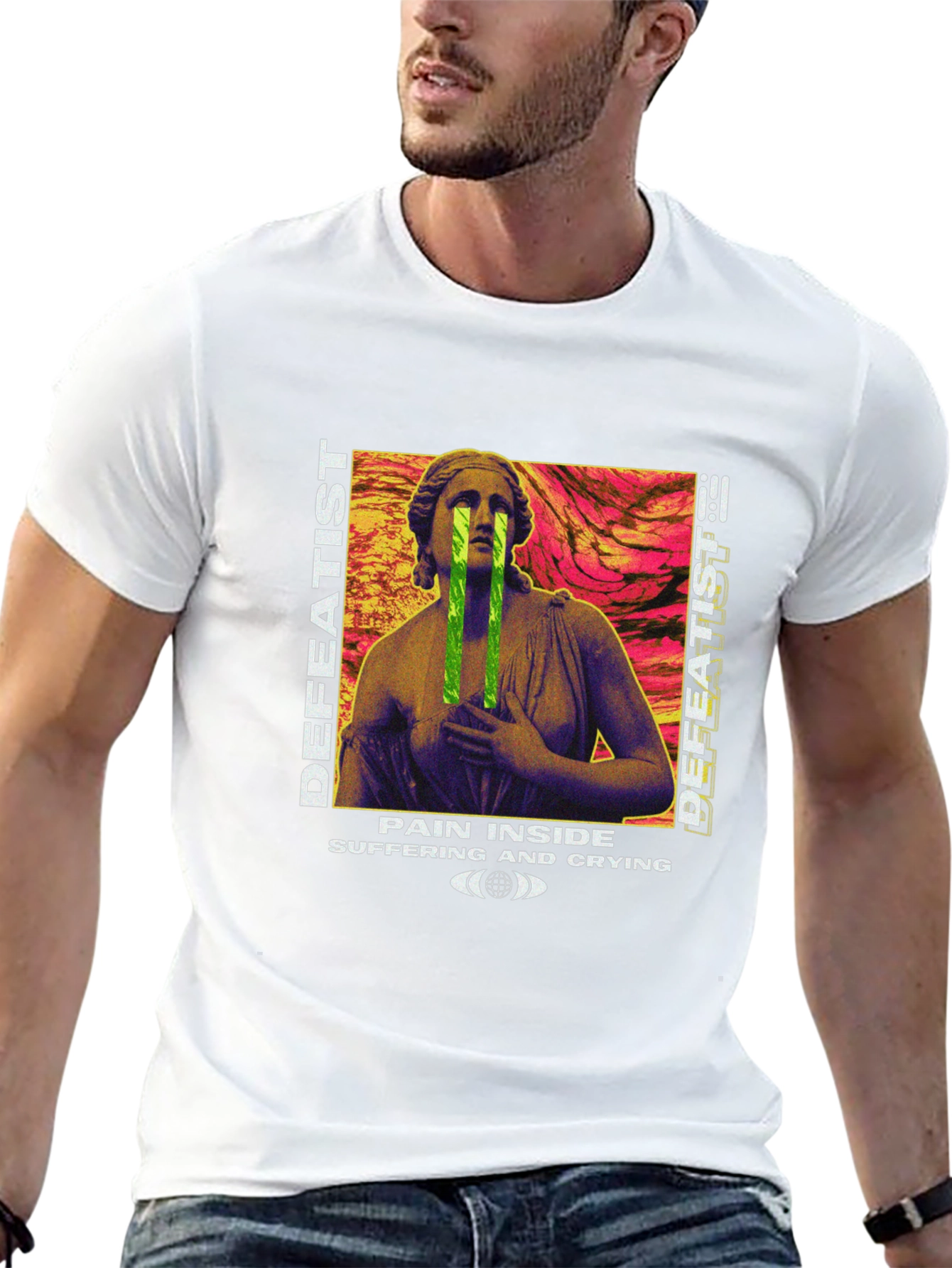 Black Defeatist Graphic Tee - Pain Inside T-Shirt view 13