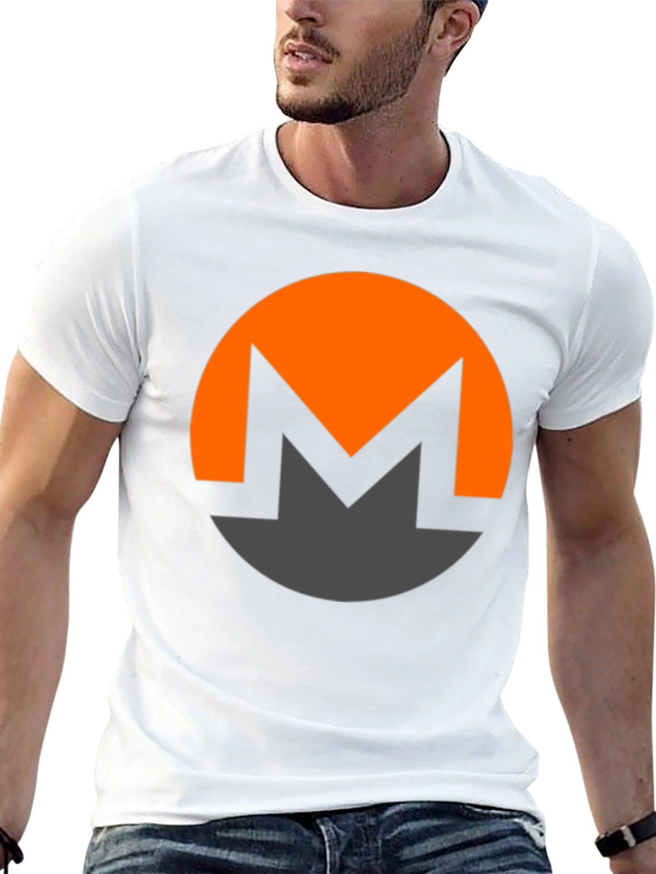 Black Monero Crypto Logo Black T-Shirt view 13