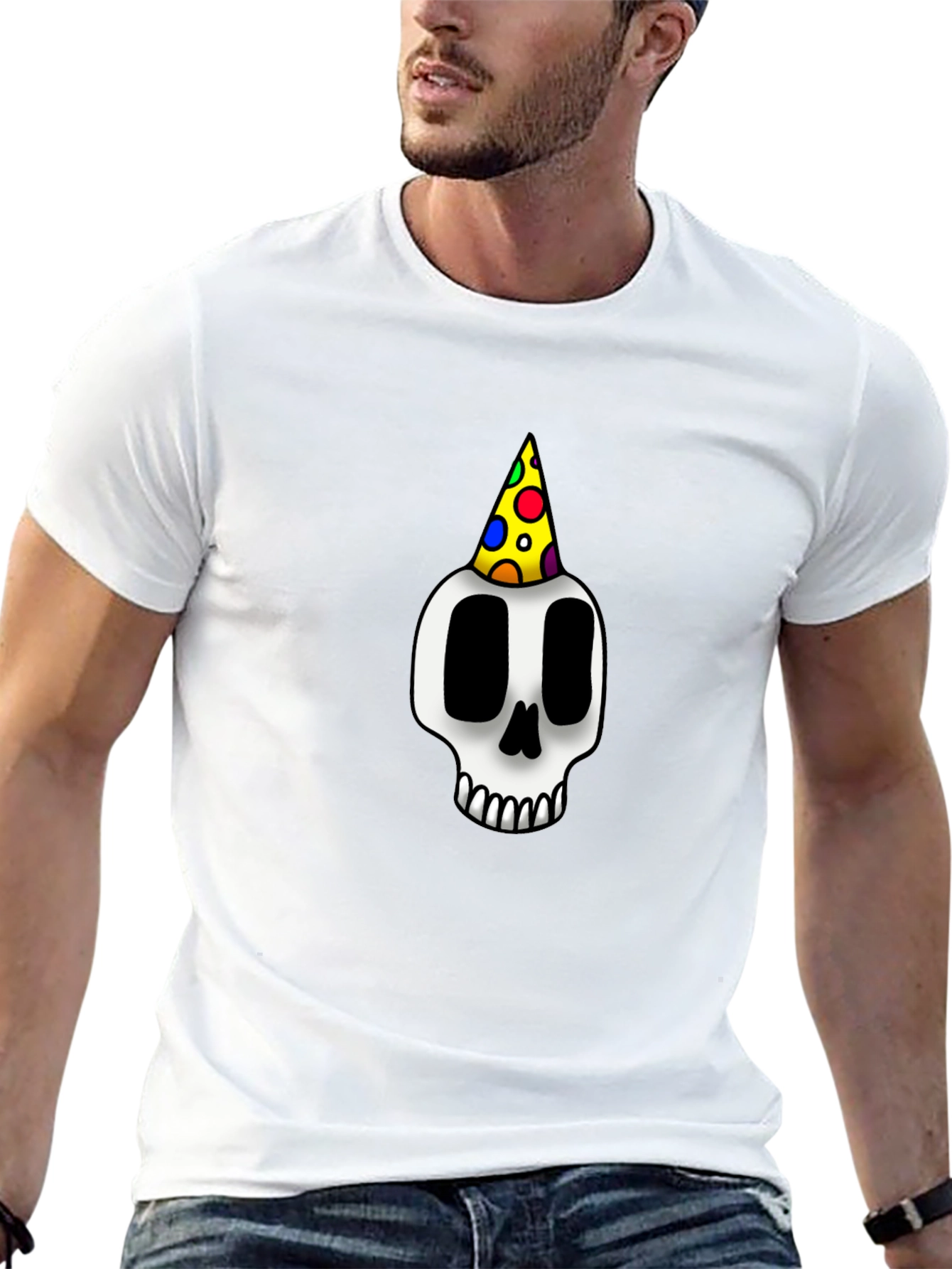 Black Party Skull Graphic Tee - Black T-Shirt view 13