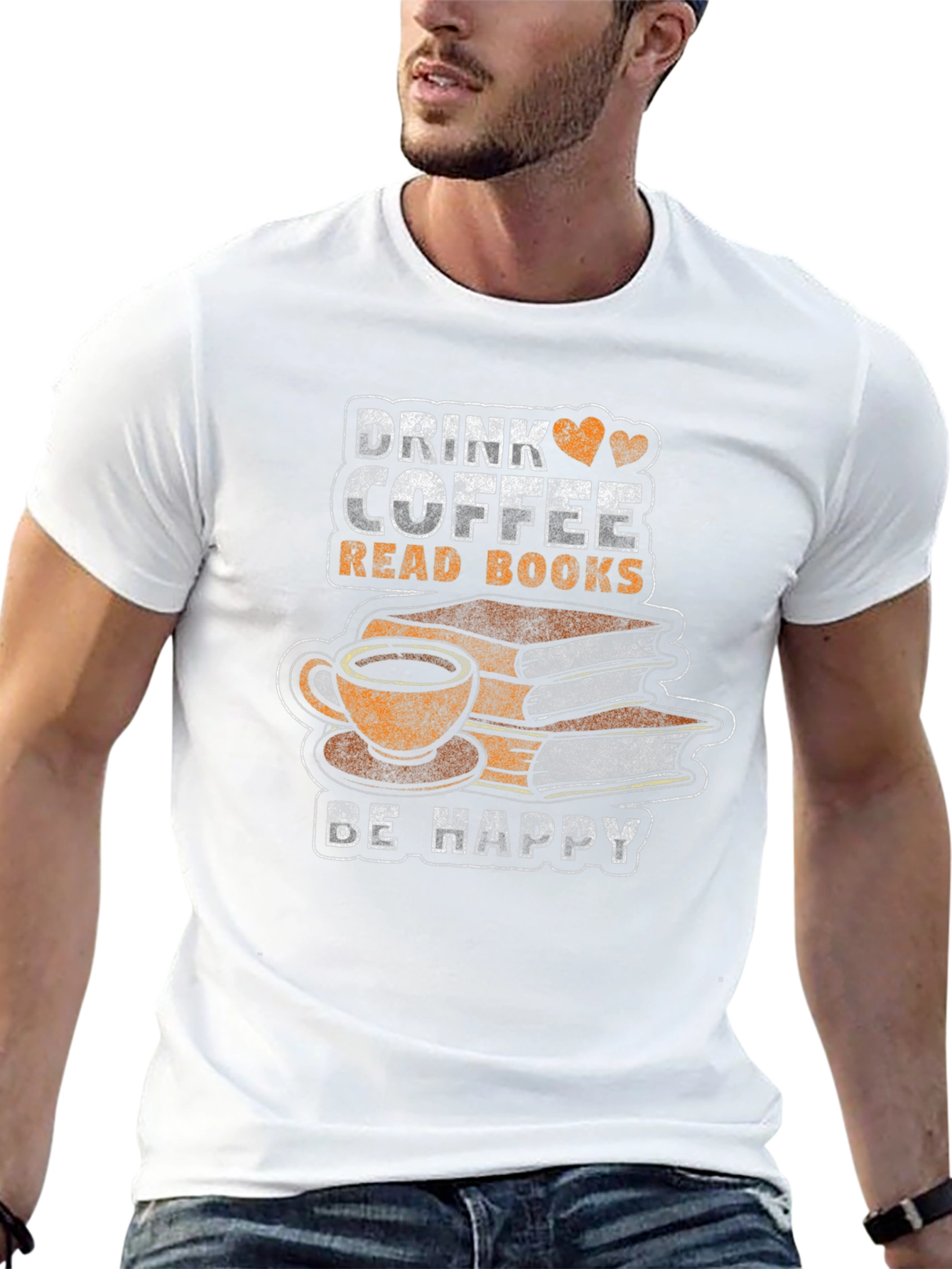 Black Drink Coffee Read Books T-Shirt - Be Happy view 13