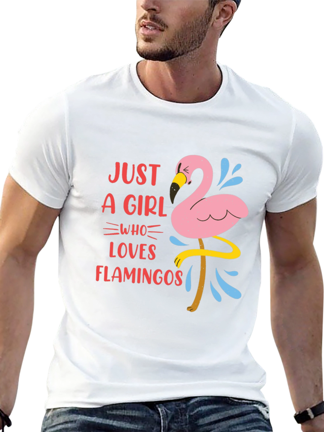 Black Just A Girl Who Loves Flamingos Graphic T-Shirt view 13