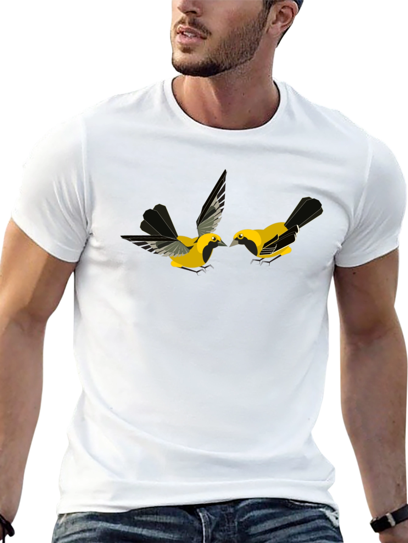 Black Black T-Shirt with Bird Design view 13
