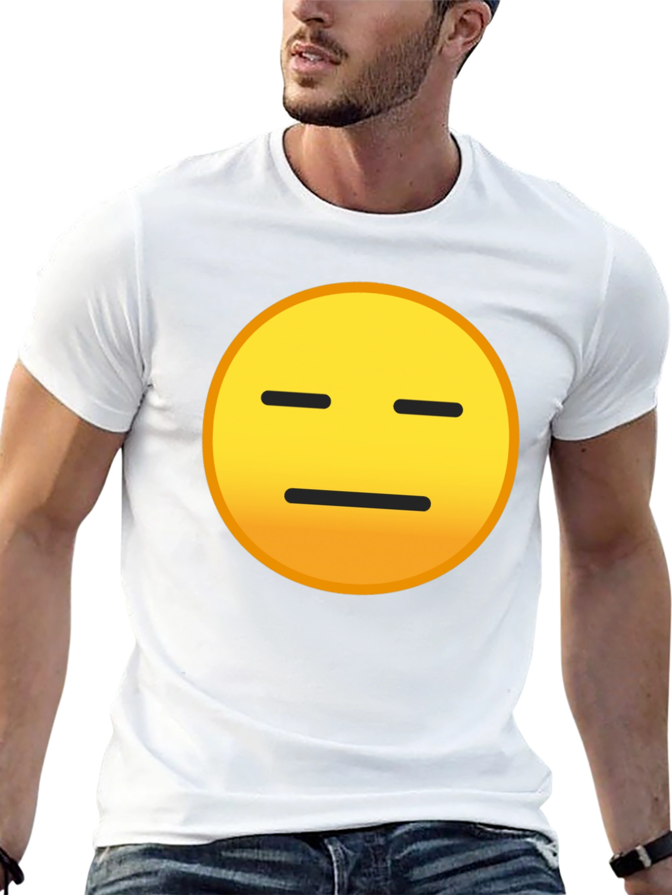Black Expressionless Emoji Graphic Tee - Black Cotton Blend view 13