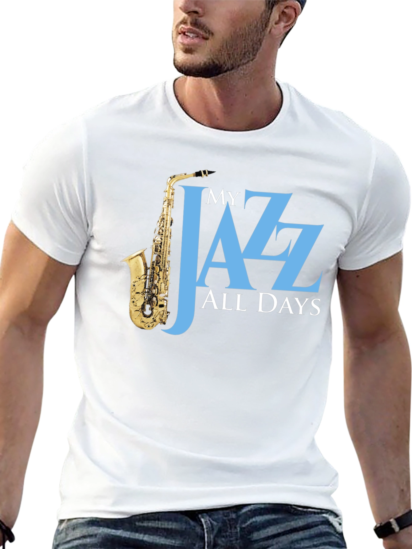 Black My Jazz All Days T-Shirt - Saxophone Player Tee view 13