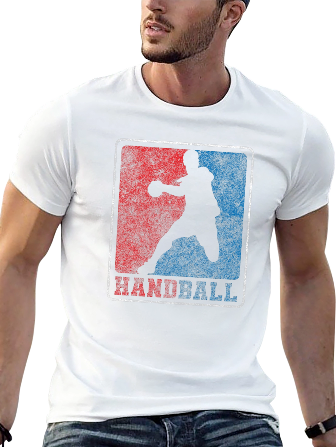Black Handball Player Graphic T-Shirt - Sporty Retro Style view 13