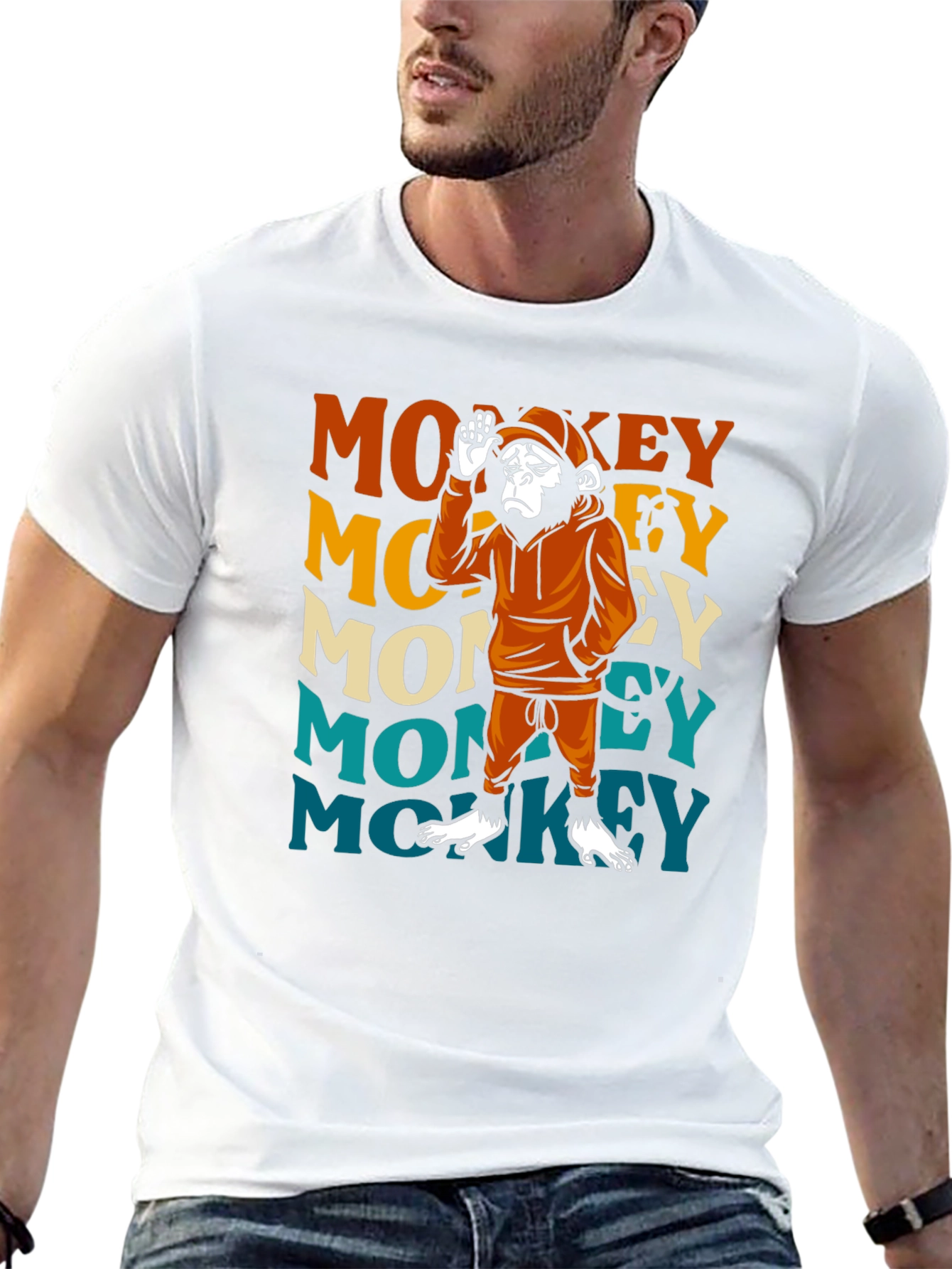 Black Retro Monkey Graphic T-Shirt view 13