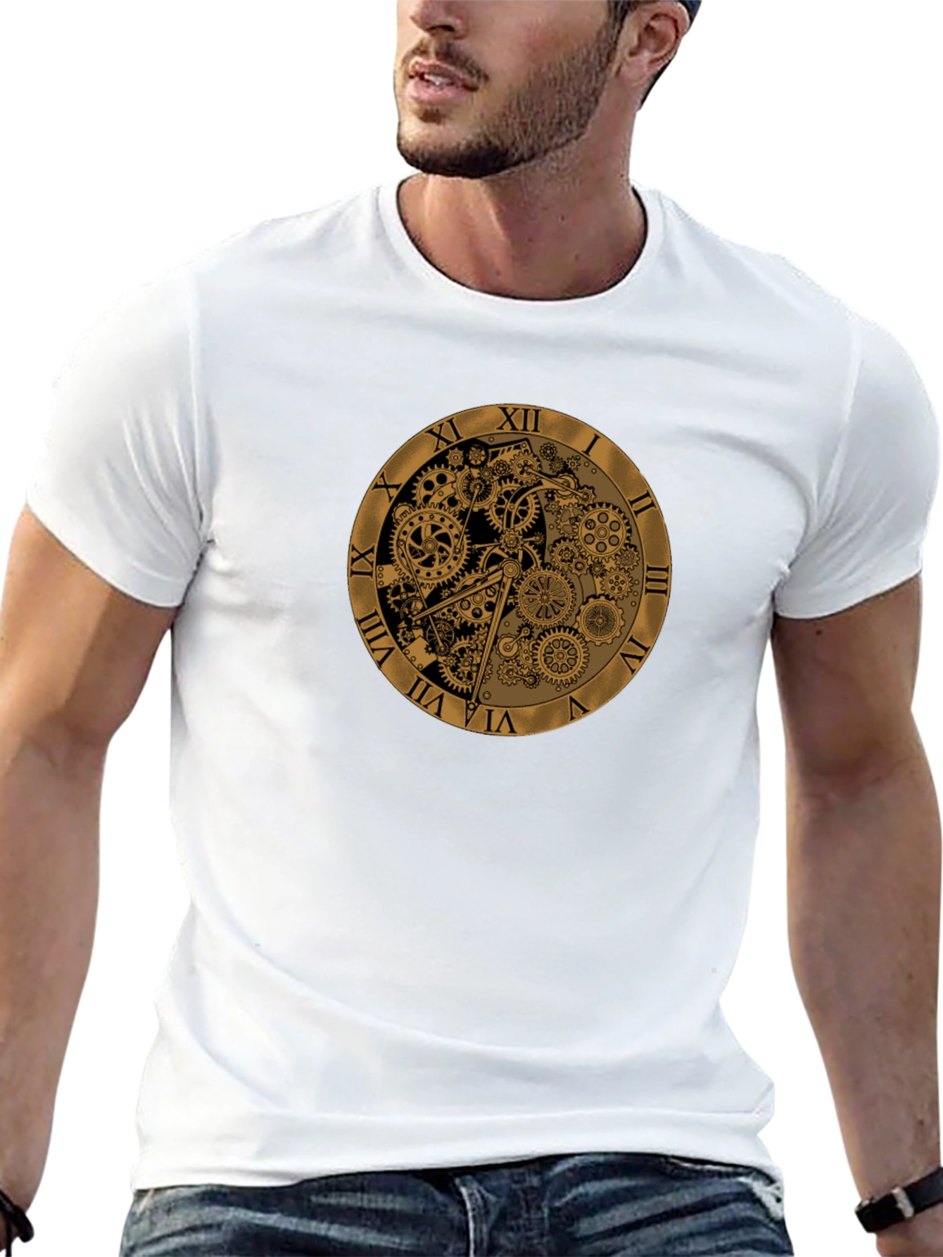 Black Steampunk Clockwork Gear Design T-Shirt view 13