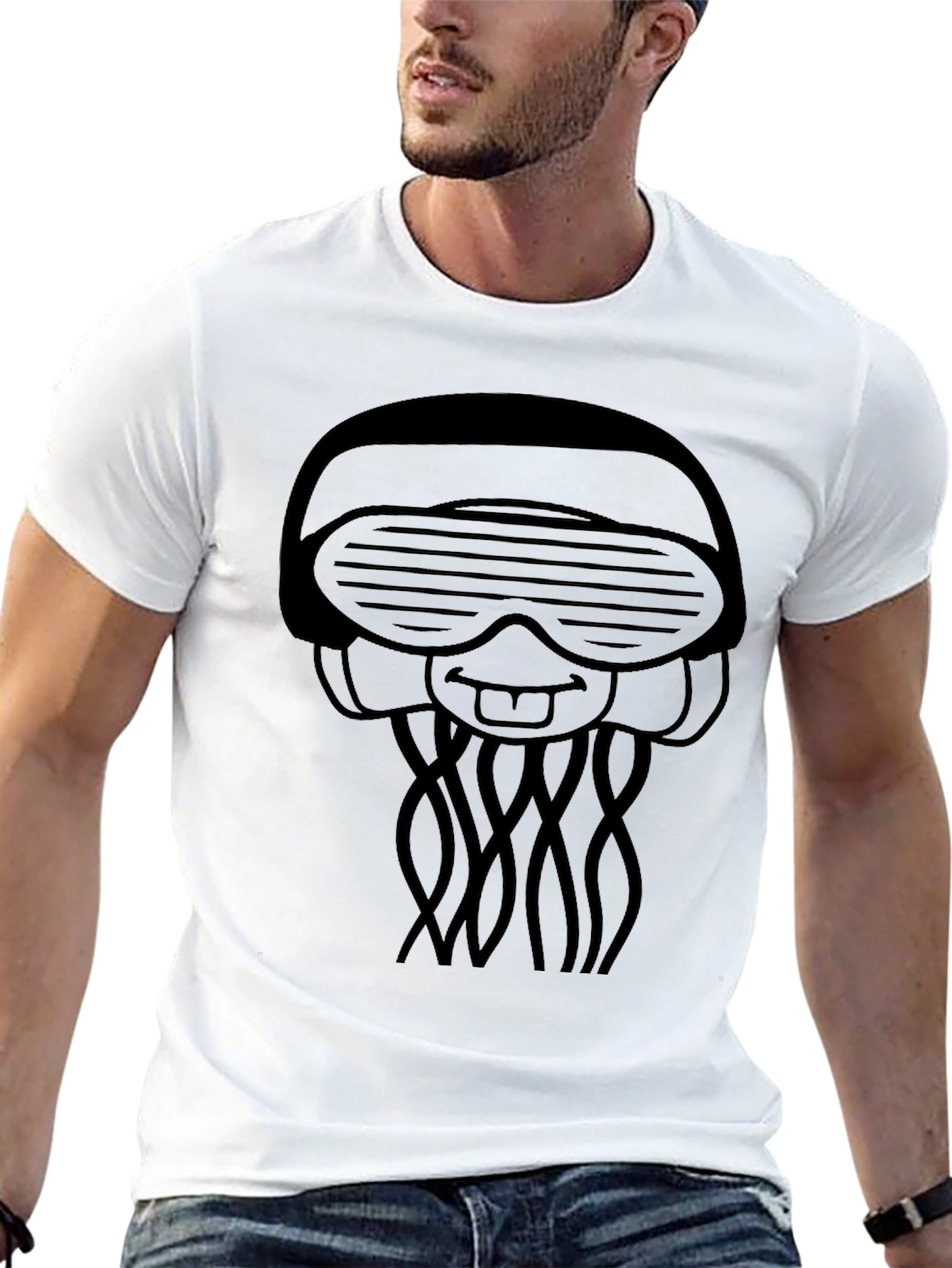 Black Cool Jellyfish Graphic Tee - Black view 13