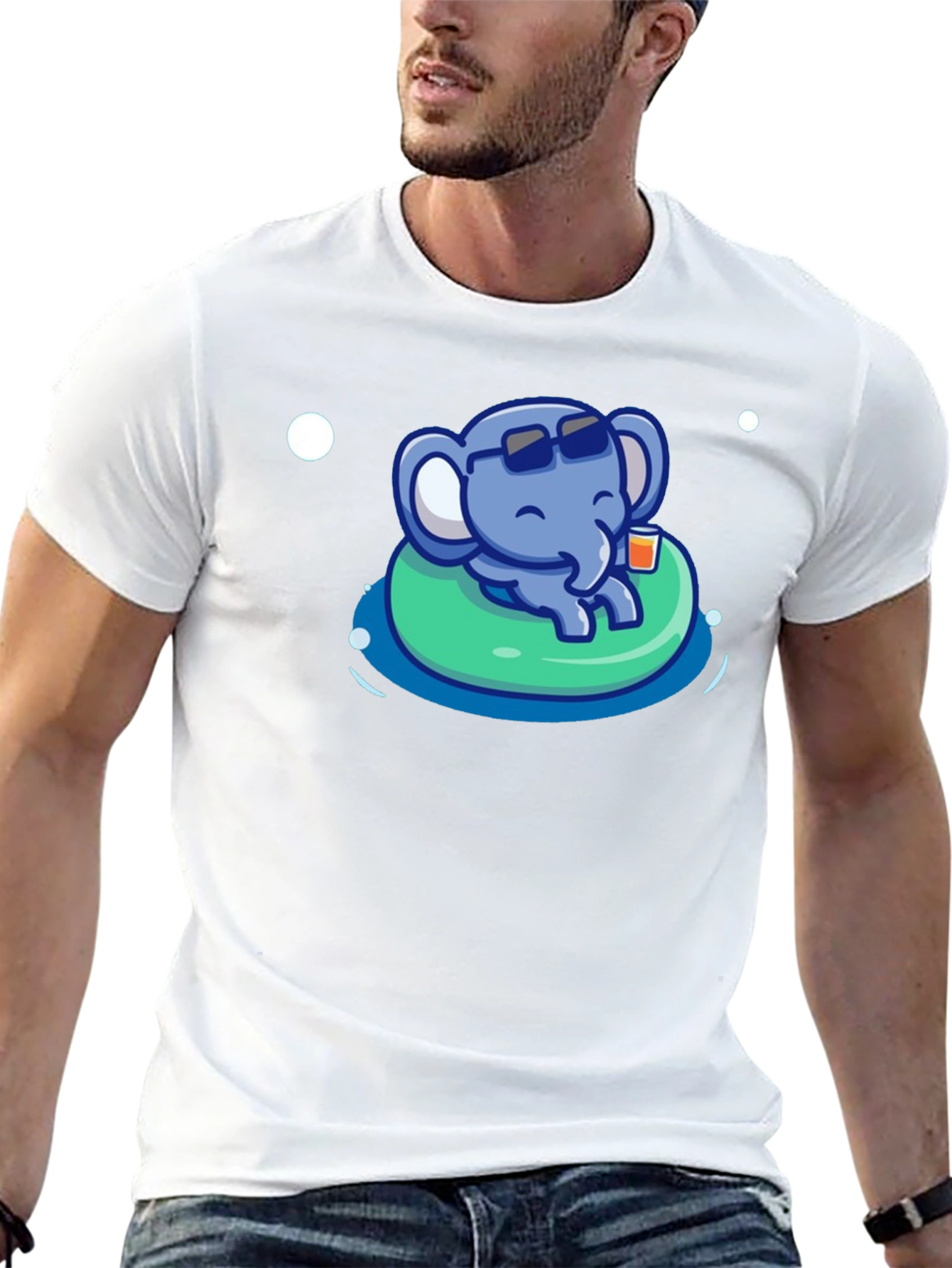 Black Cute Elephant Pool Party T-Shirt - Summer Vibes view 13