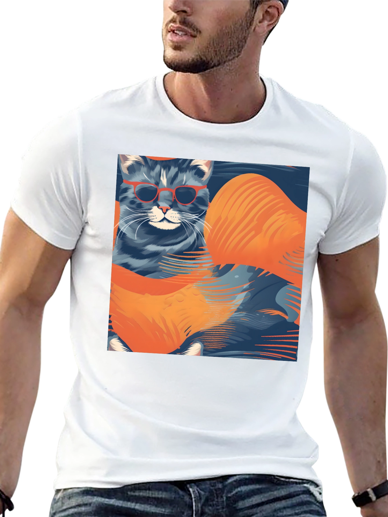 Black Cool Cat Graphic T-Shirt view 13