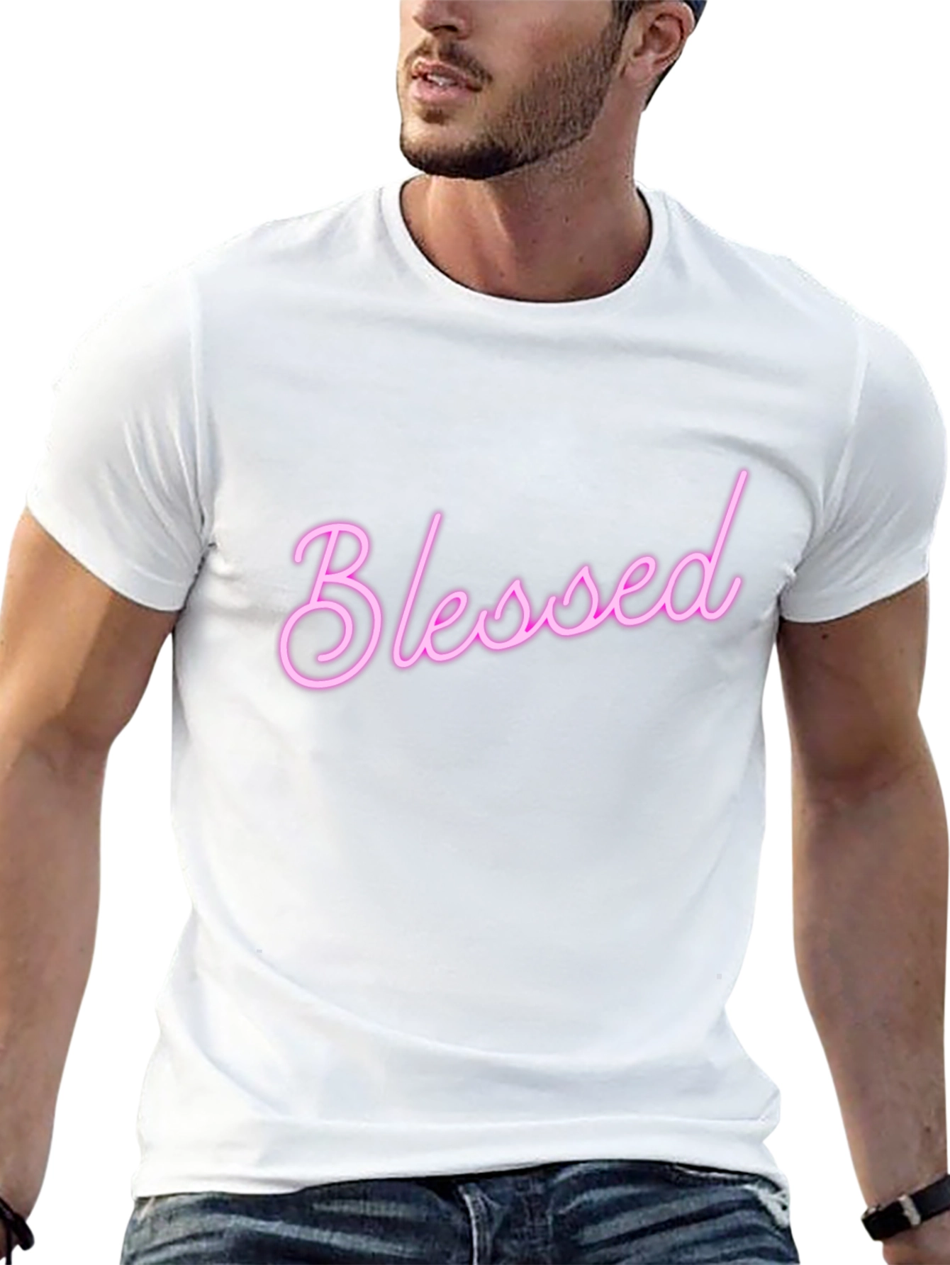 Black Blessed Pink Neon Style T-Shirt view 13