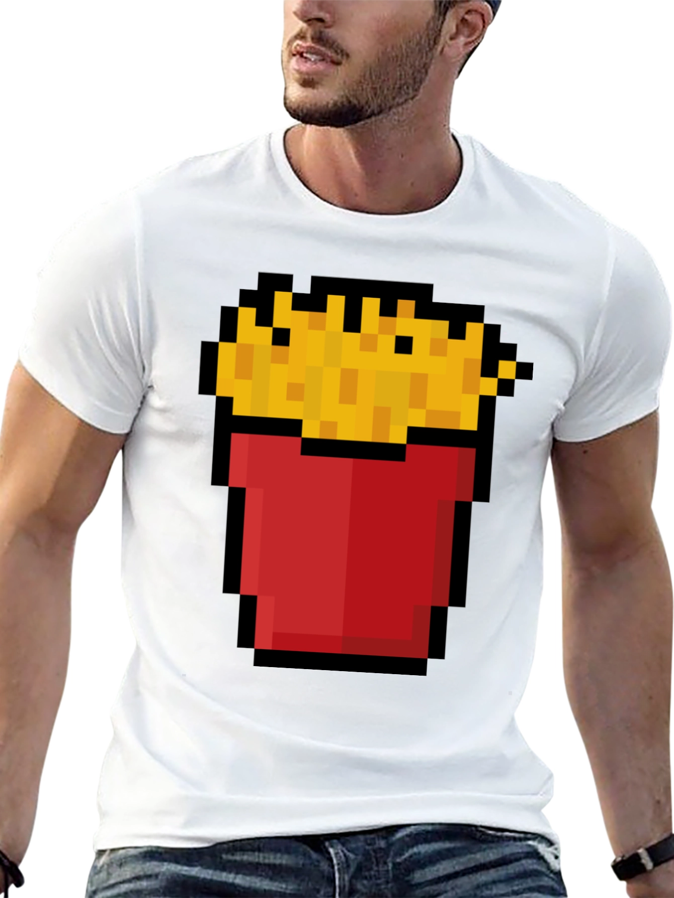 Black Pixel Fries Graphic Tee - Retro Gaming Style view 13