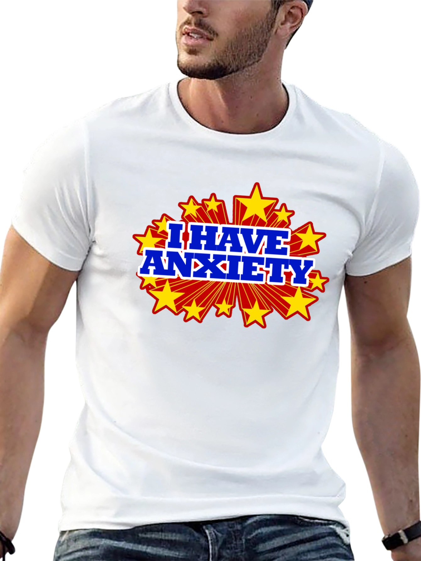 Black I Have Anxiety Graphic Tee - Black Cotton T-Shirt view 13