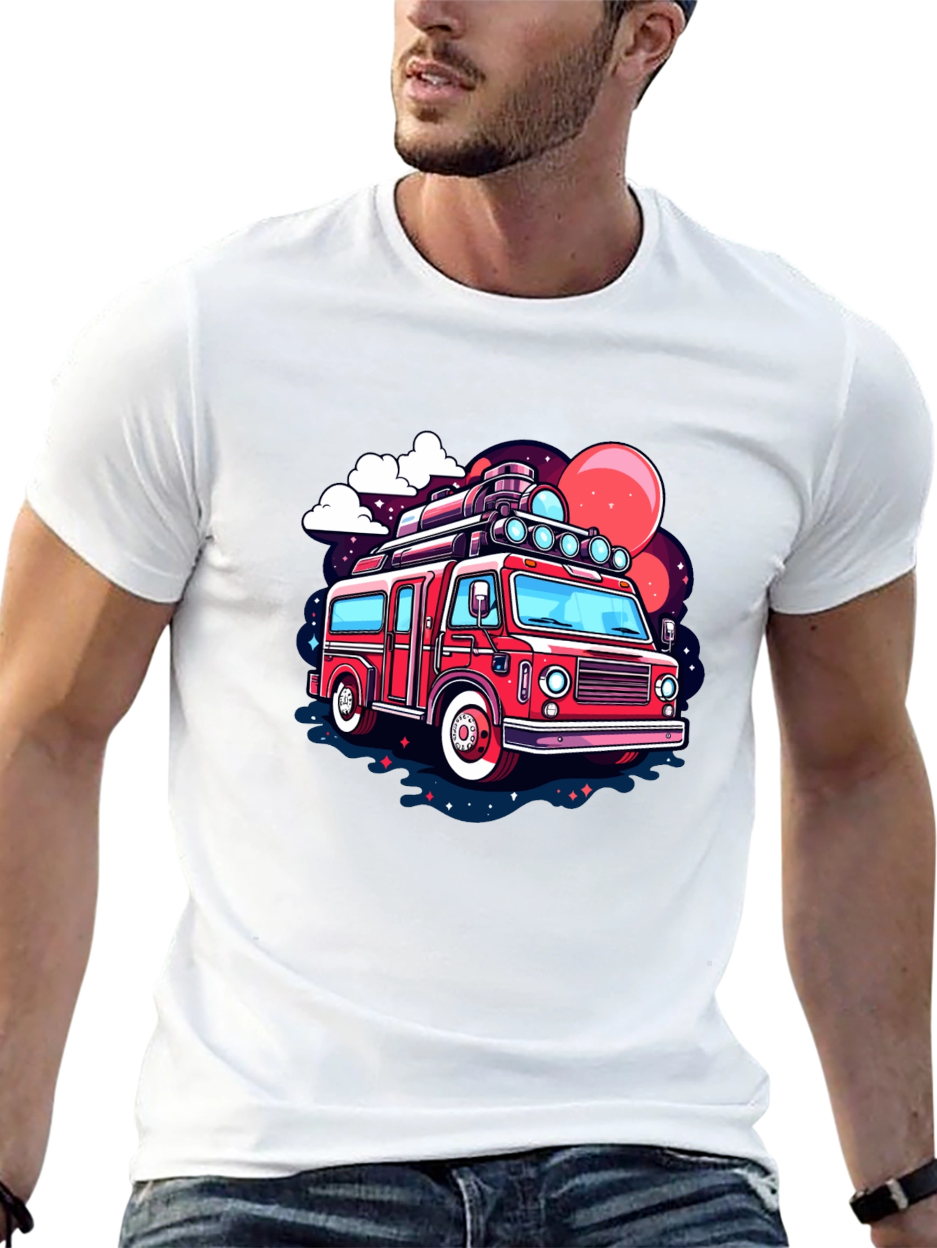 Black Retro Cartoon Bus Graphic T-Shirt view 13