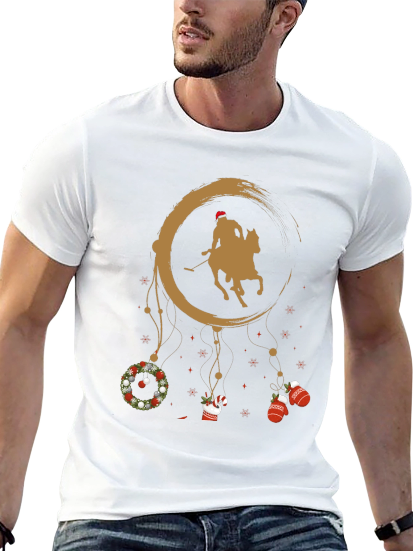 Black Christmas Polo Player T-Shirt view 13