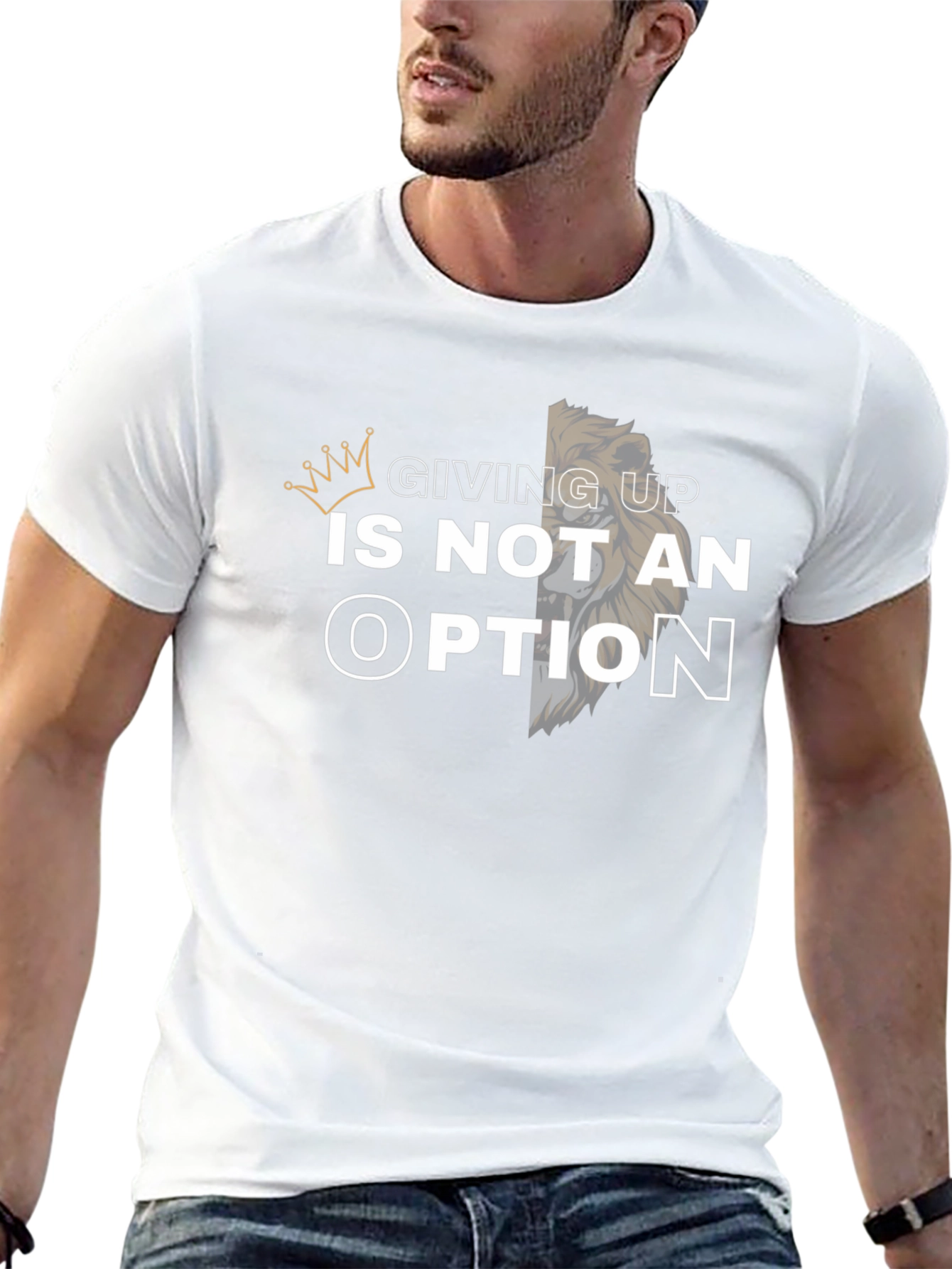 Black Giving Up Is Not an Option Lion Graphic Tee view 13