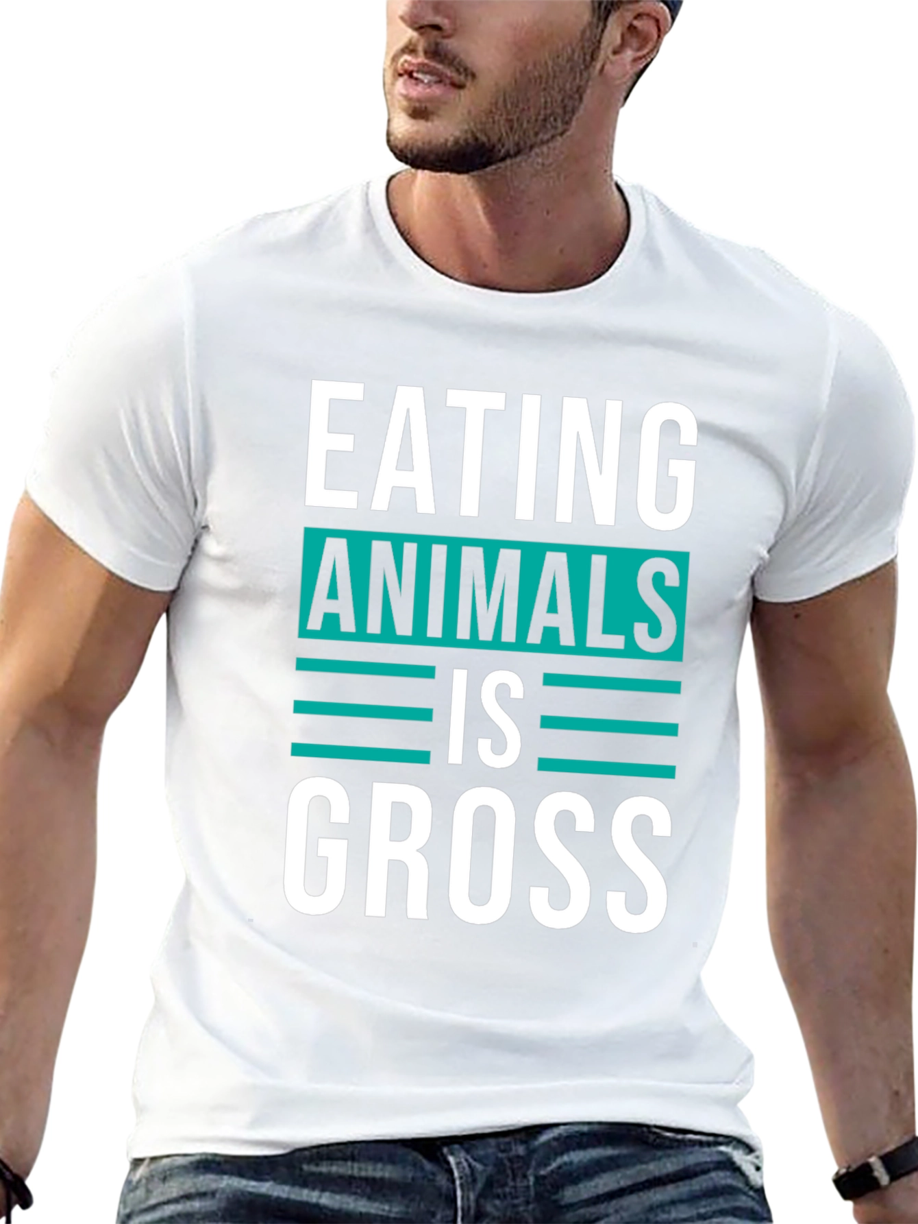 Black Eating Animals is Gross Graphic Tee view 13