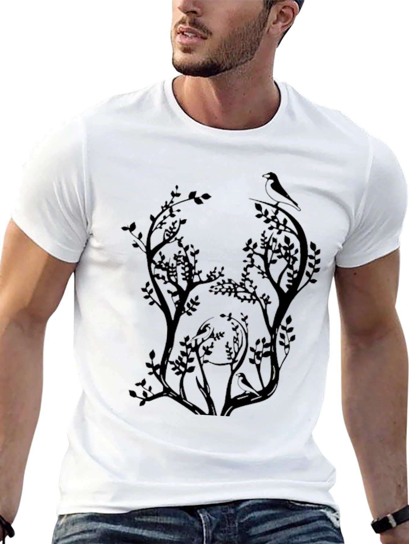 Black Nature Silhouette Graphic Tee - Black view 13