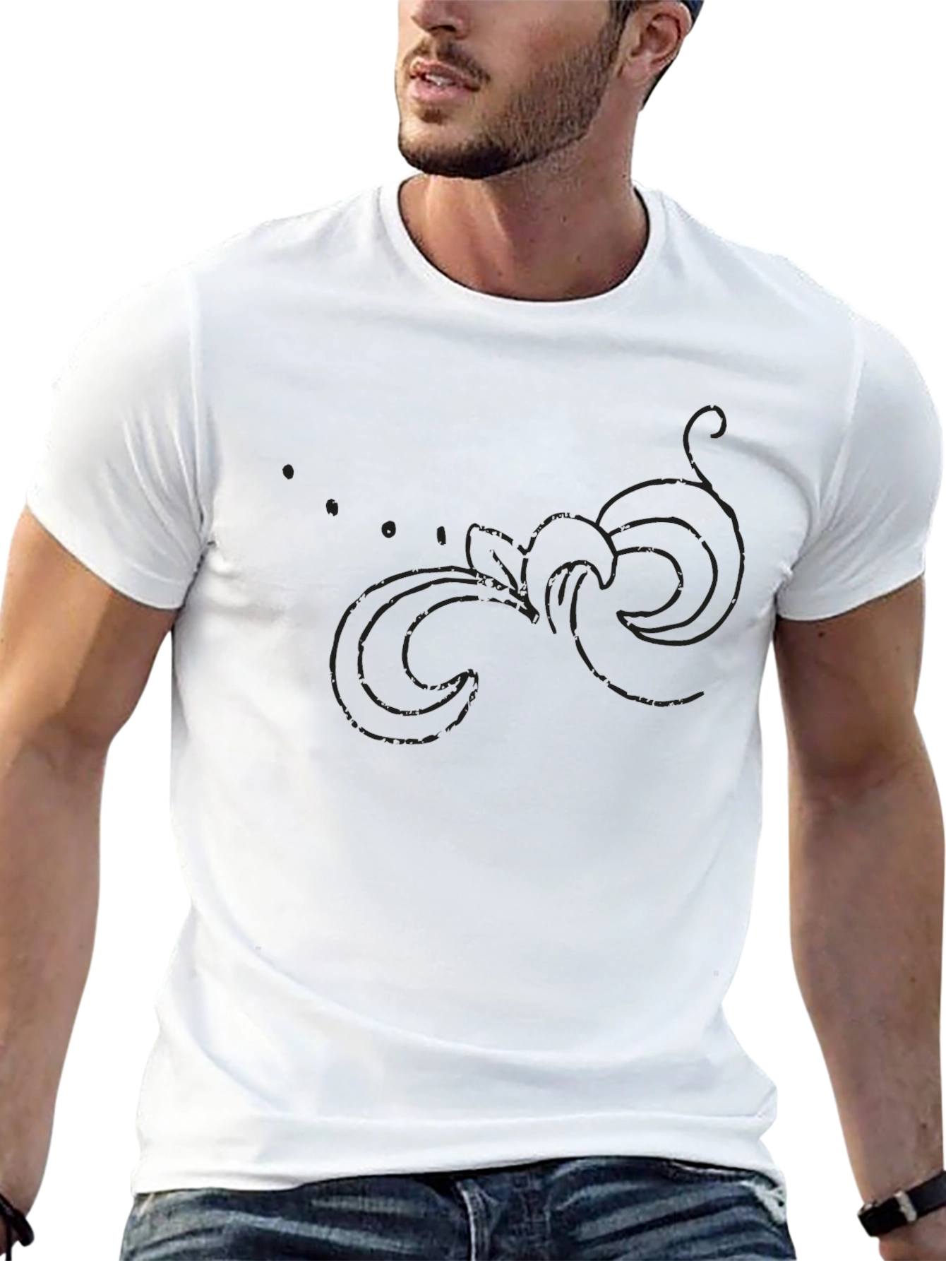 Black Elegant Black T-Shirt with Ornamental Design view 13
