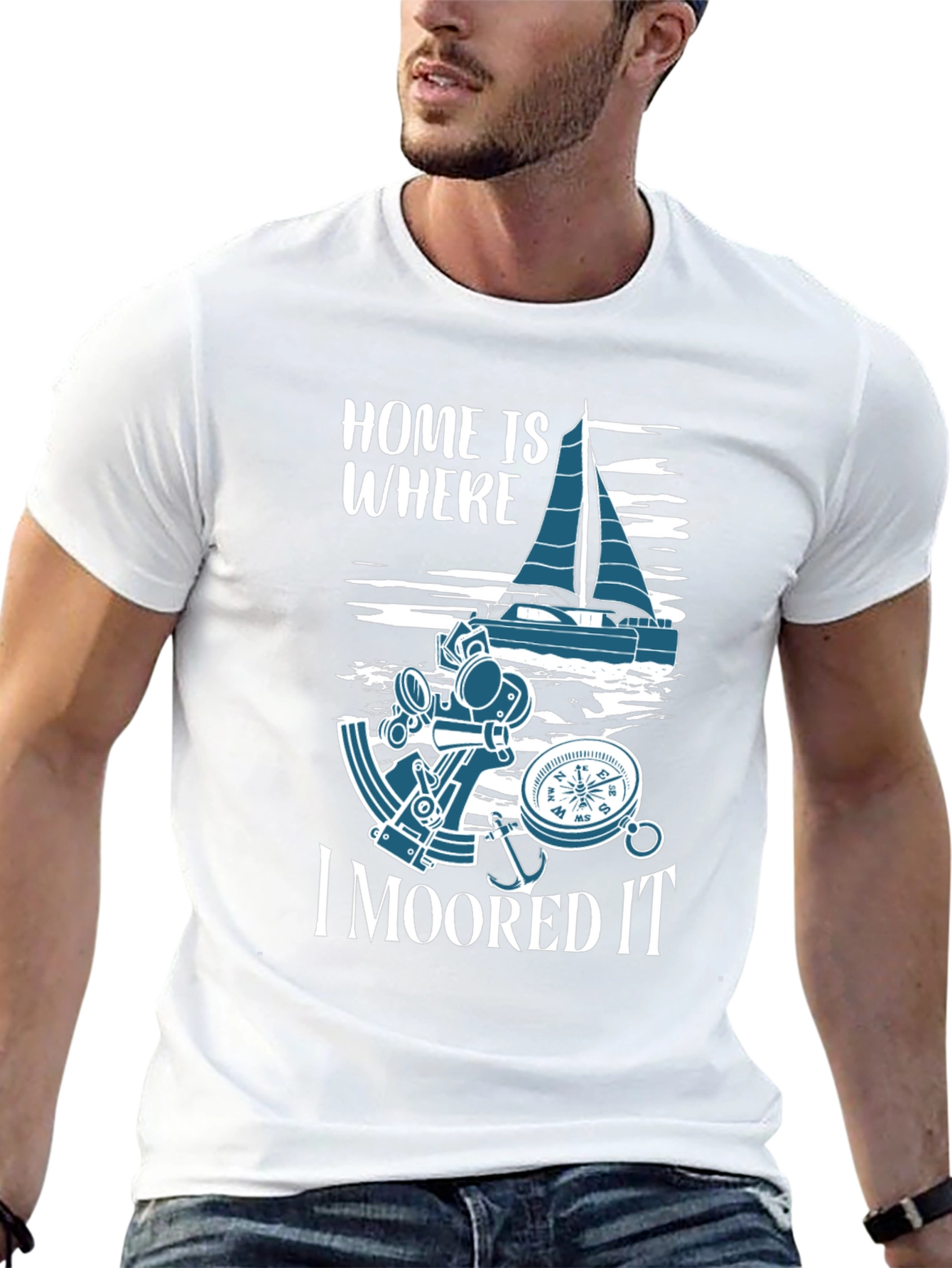 Black Home is Where I Moored It - Nautical T-Shirt view 13