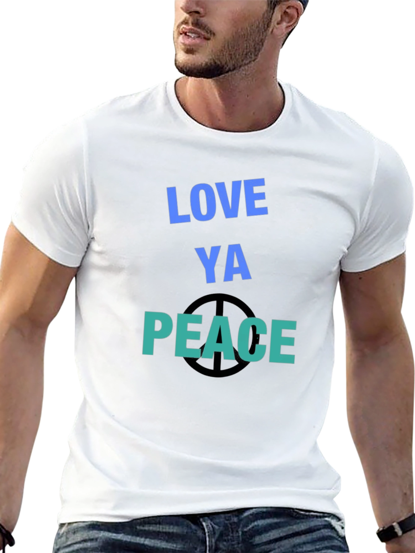 Black Love Ya Peace T-Shirt - Casual Graphic Tee view 13