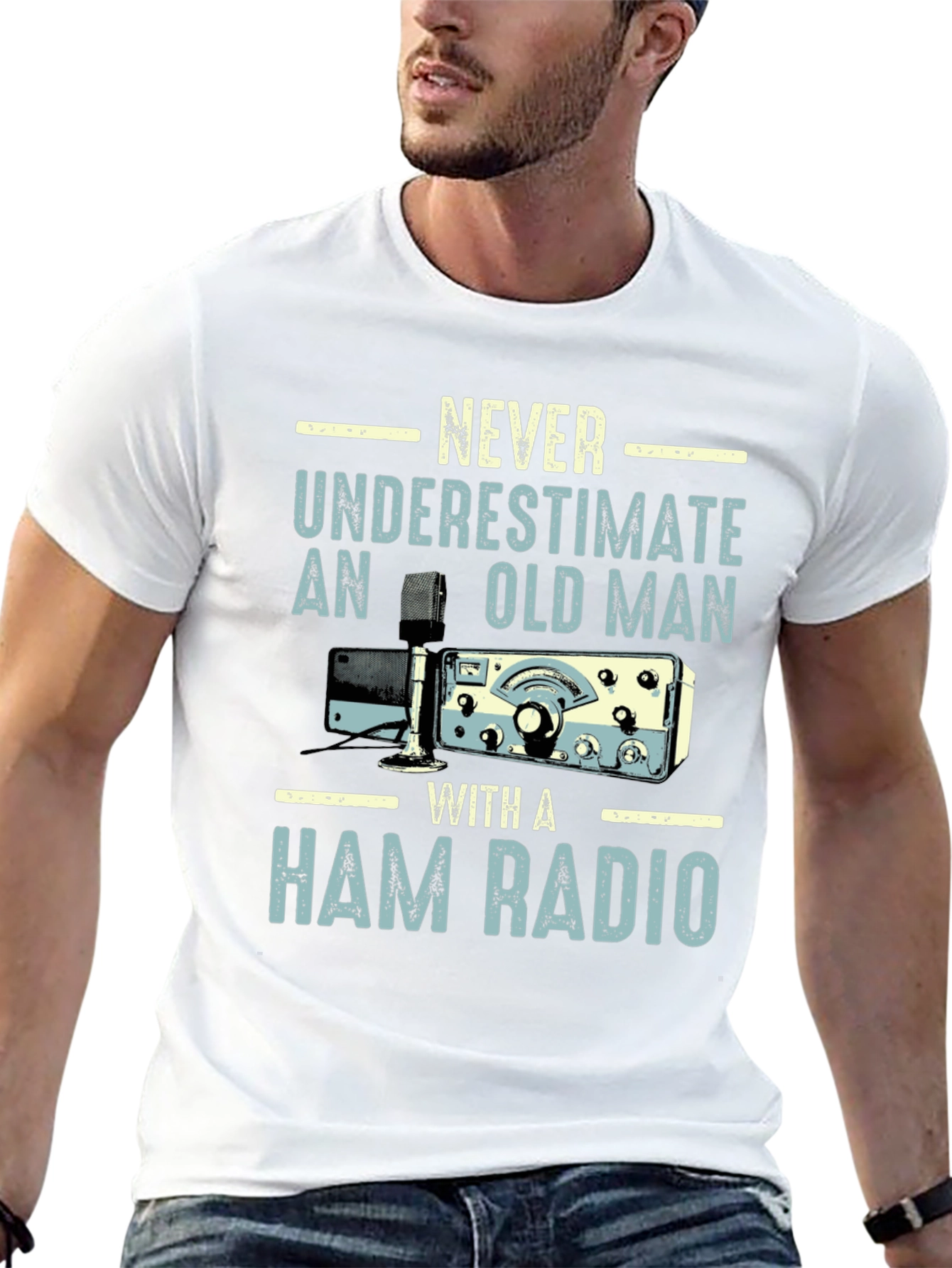 Black Ham Radio Old Man T-Shirt view 13