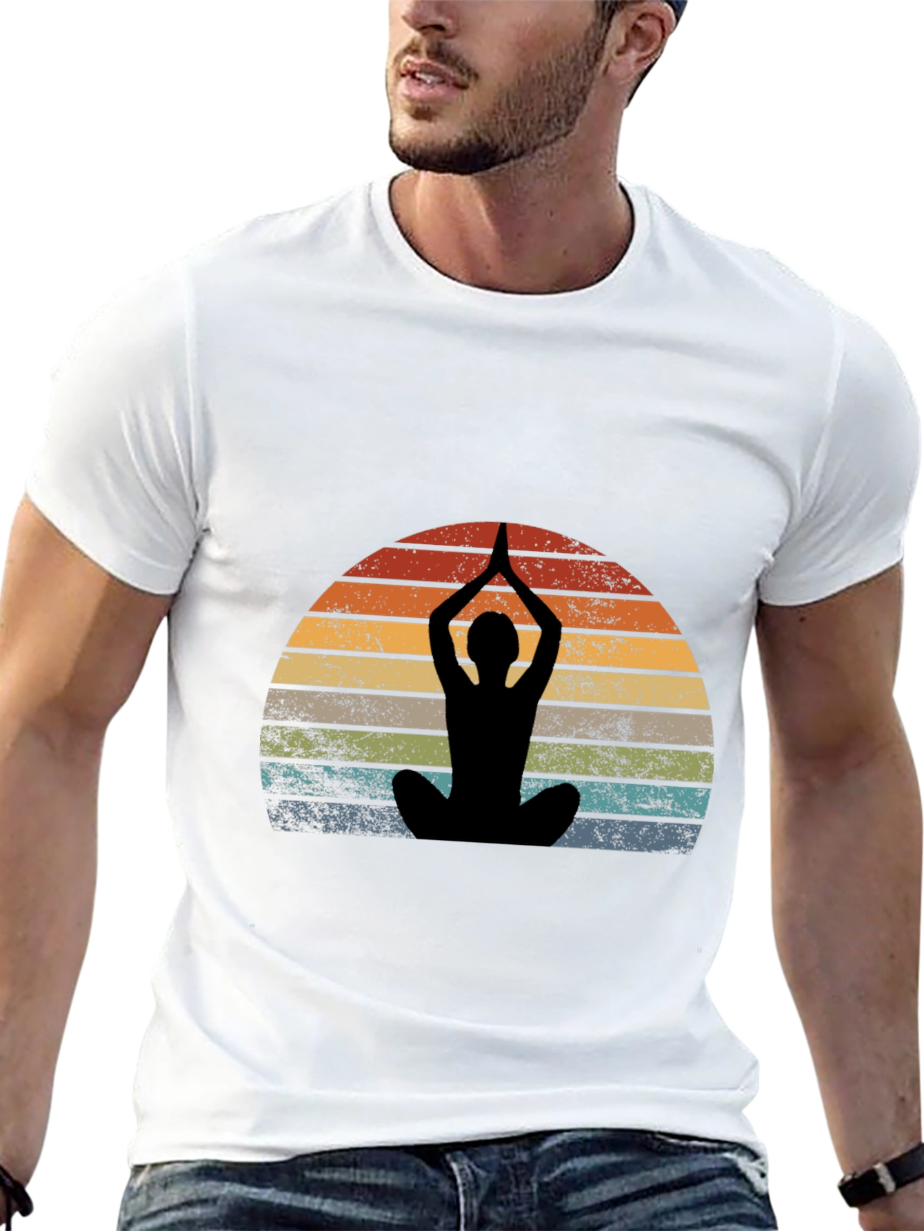 Black Yoga Silhouette Sunset Graphic Tee view 13