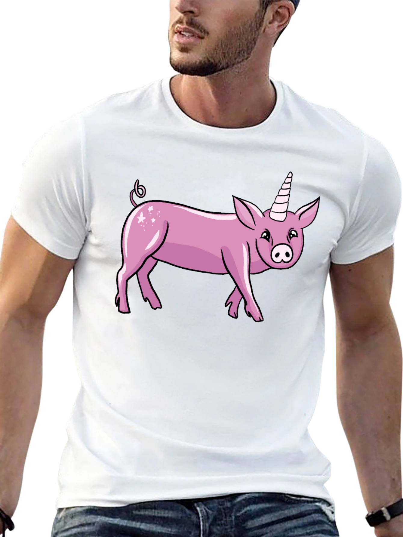 Black Pig Unicorn Graphic T-Shirt view 13