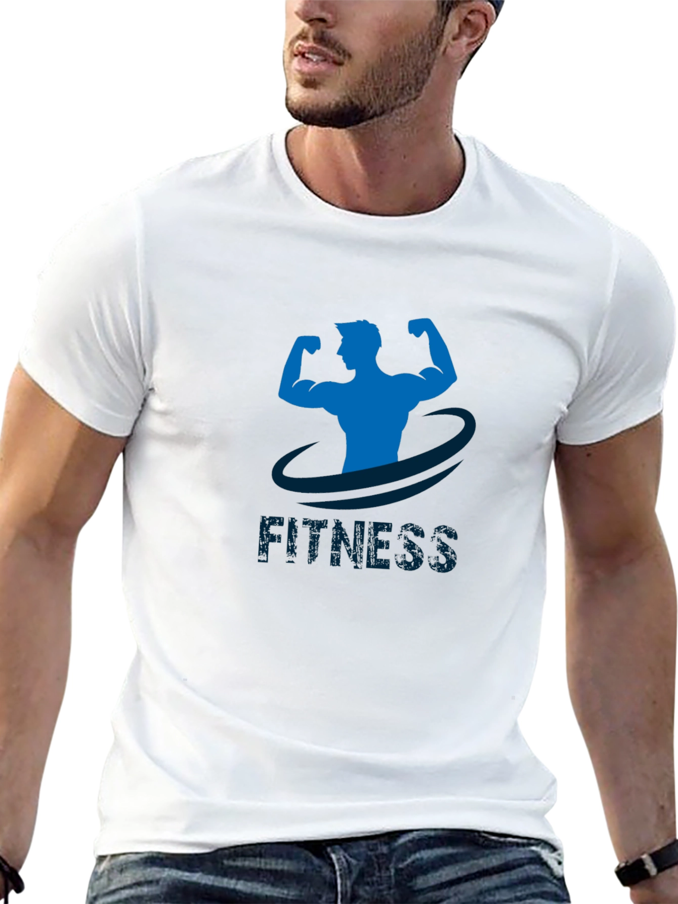 Black Fitness Graphic Tee - Black Cotton Gym Shirt view 13