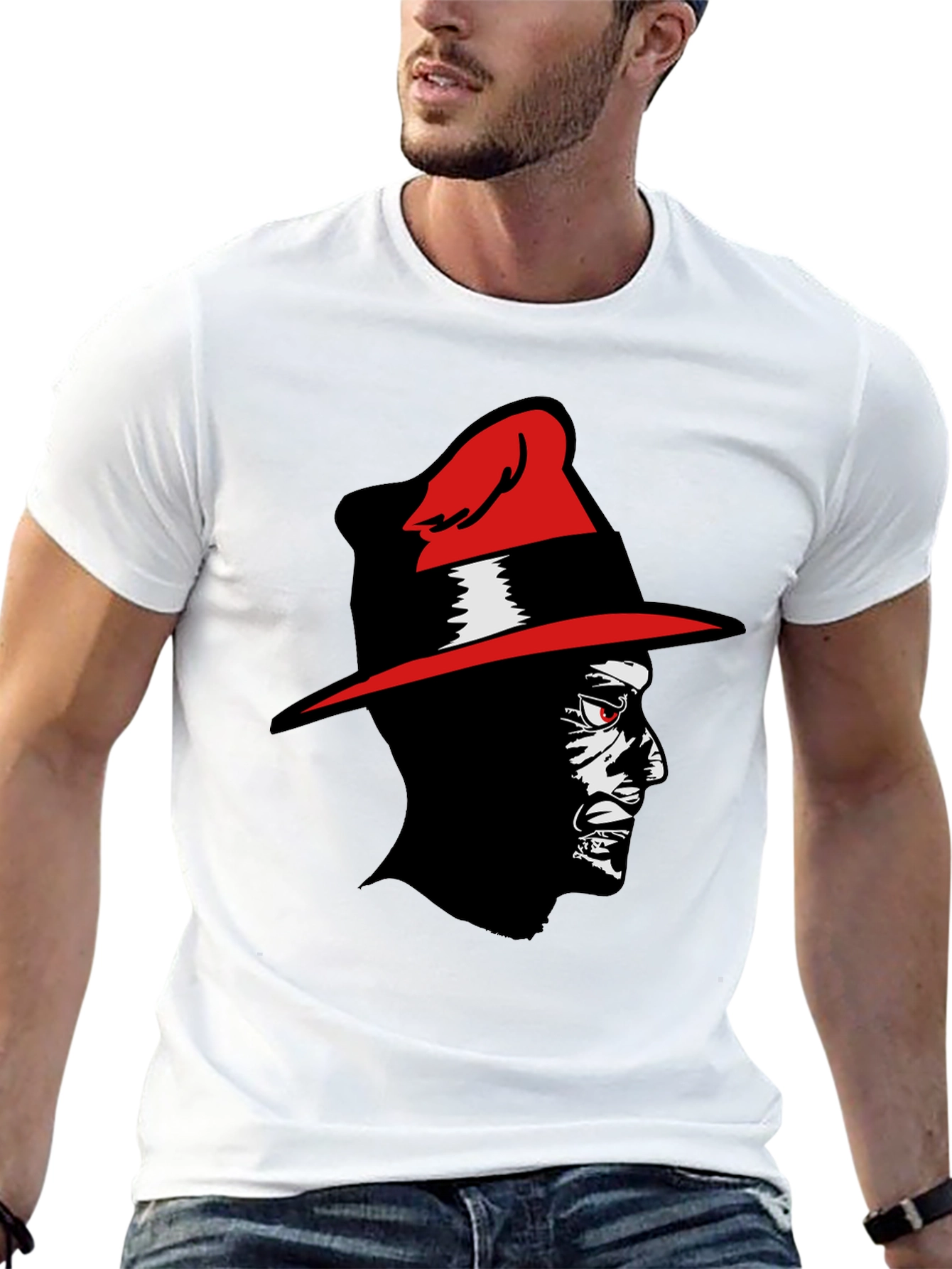 Black Red-Hat Man Graphic Tee view 13