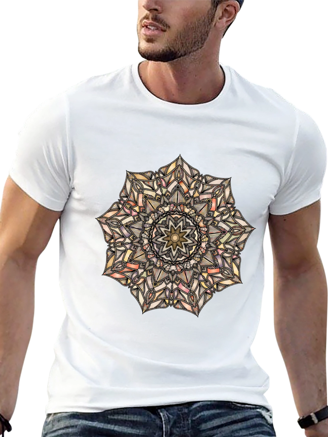 Black Mandala Print Black T-Shirt view 13