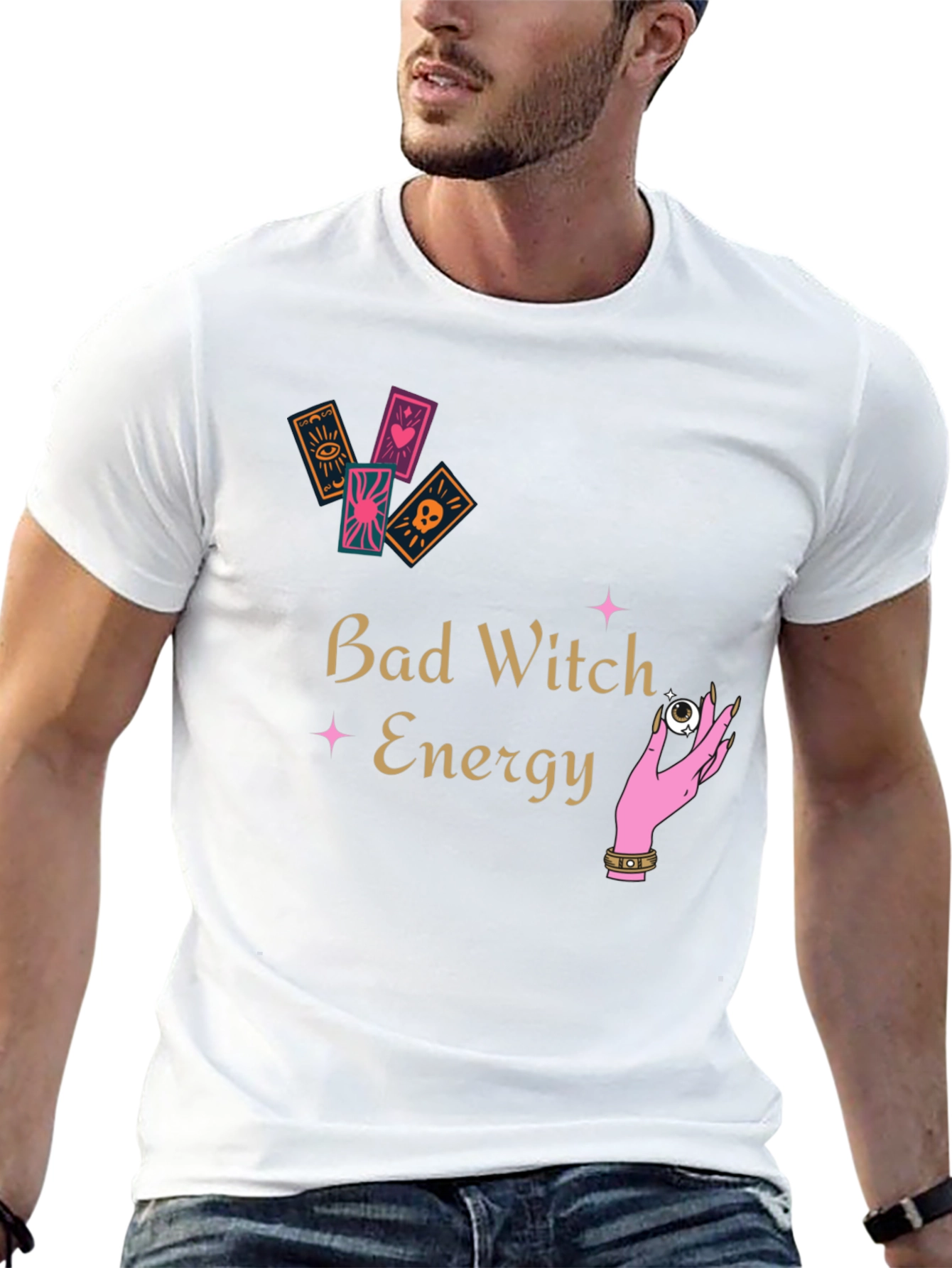 Black Bad Witch Energy Graphic Tee - Unisex Black T-Shirt view 13
