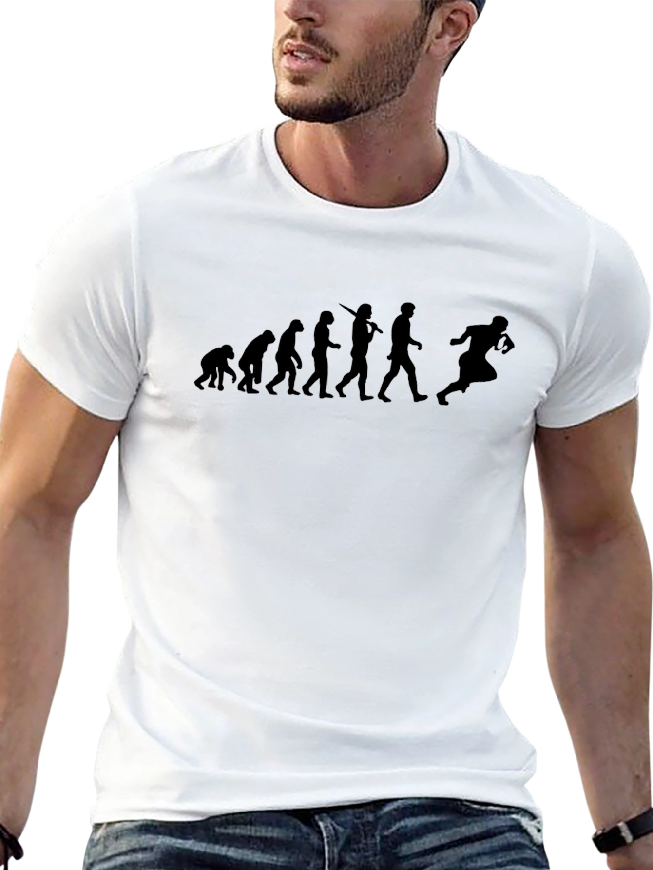 Black Evolution of Football T-Shirt - Black Graphic Tee view 13