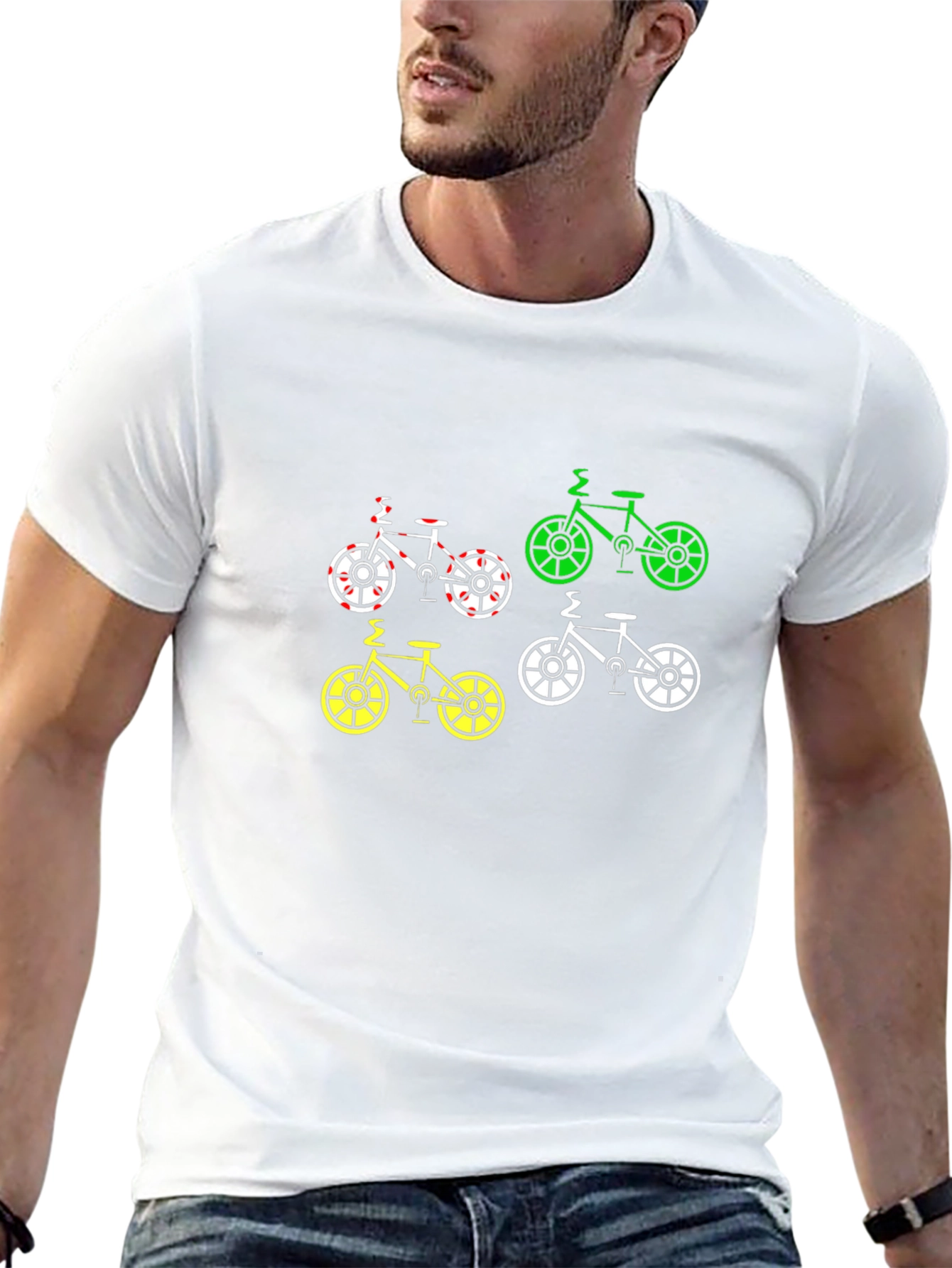 Black Colorful Bike Graphic Tee - Black Cotton Shirt view 13