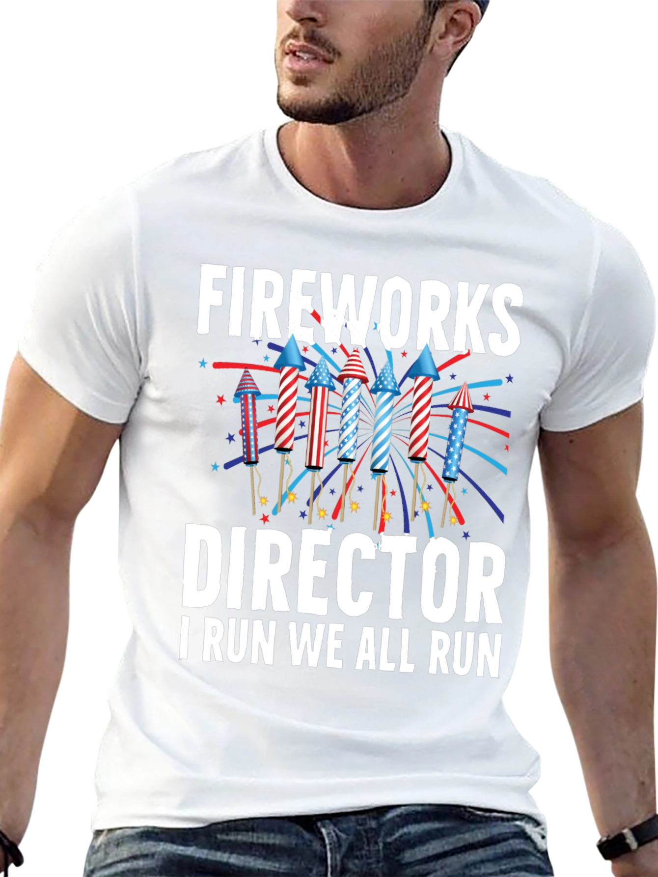 Black Fireworks Director T-Shirt - Funny 4th of July Tee view 13