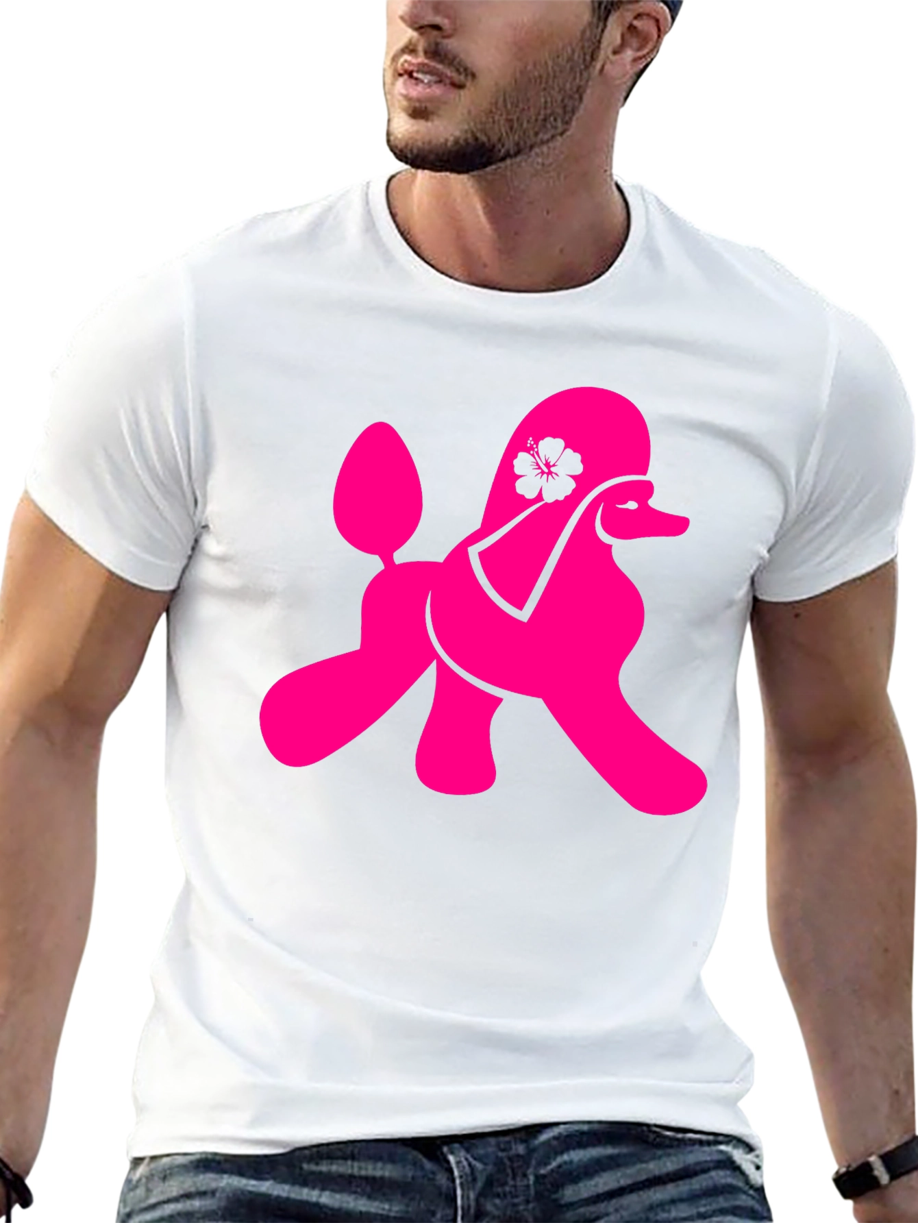 Black Poodle Graphic Tee - Black Cotton Blend T-Shirt view 13