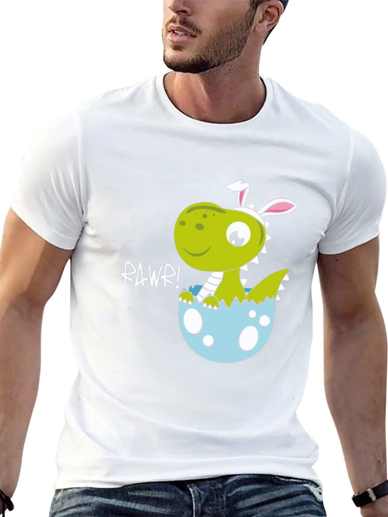 Black Dino Easter Egg T-Shirt - "Rawr!" Cute Design view 13