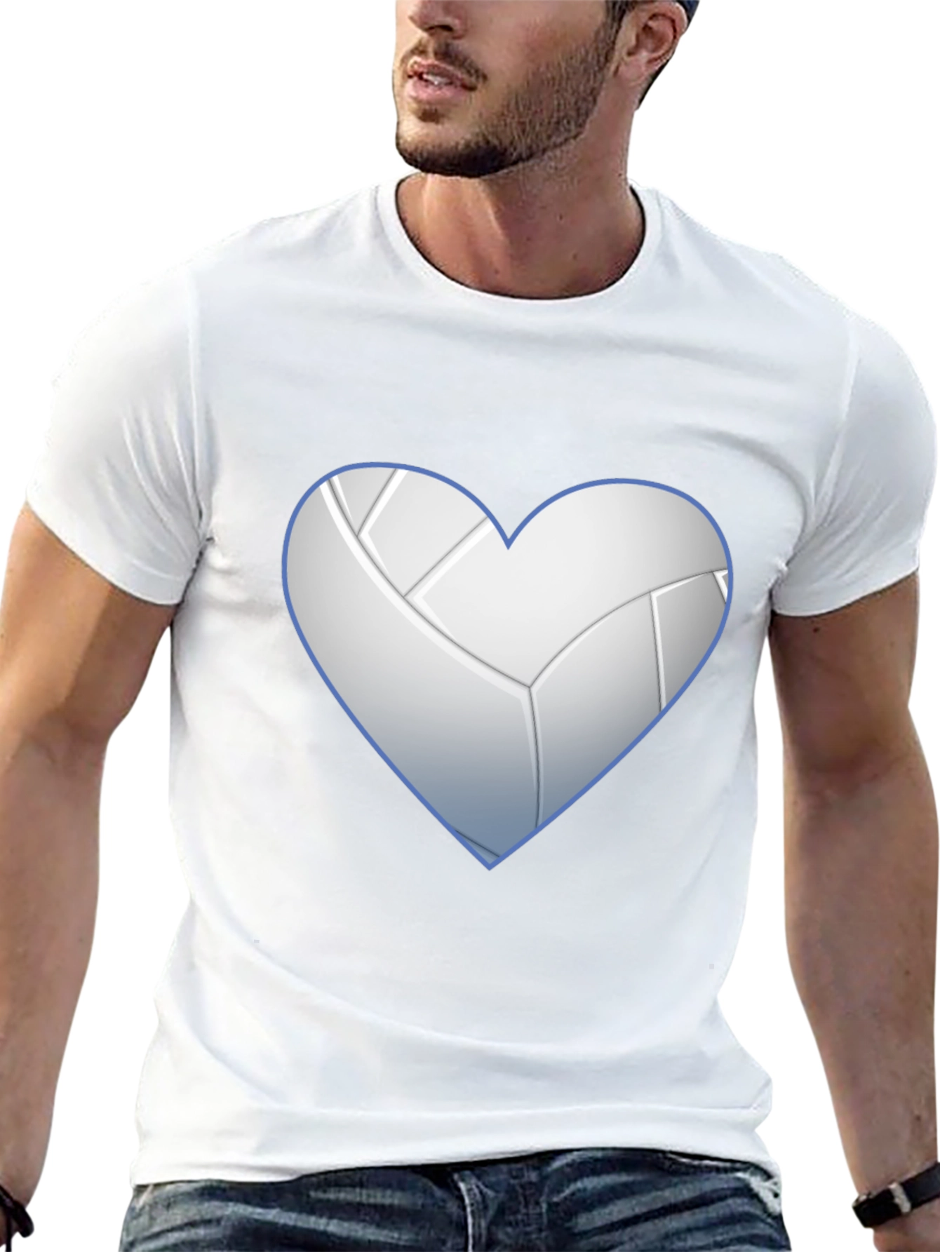 Black Volleyball Heart Graphic Tee - Black Crew Neck T-Shirt view 13