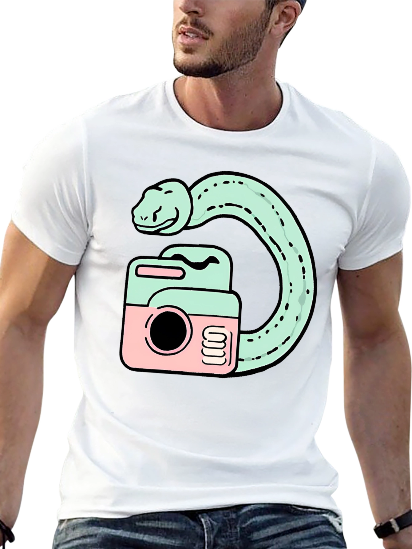 Black Snake Camera Graphic T-Shirt view 13