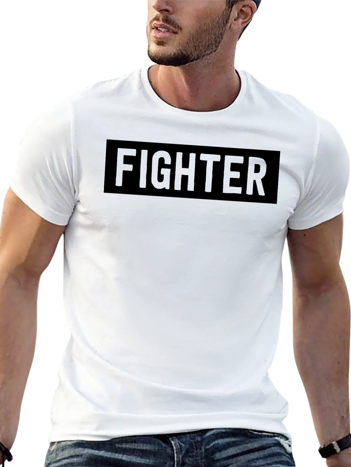 Black Fighter Graphic Tee - Black Crew Neck view 13