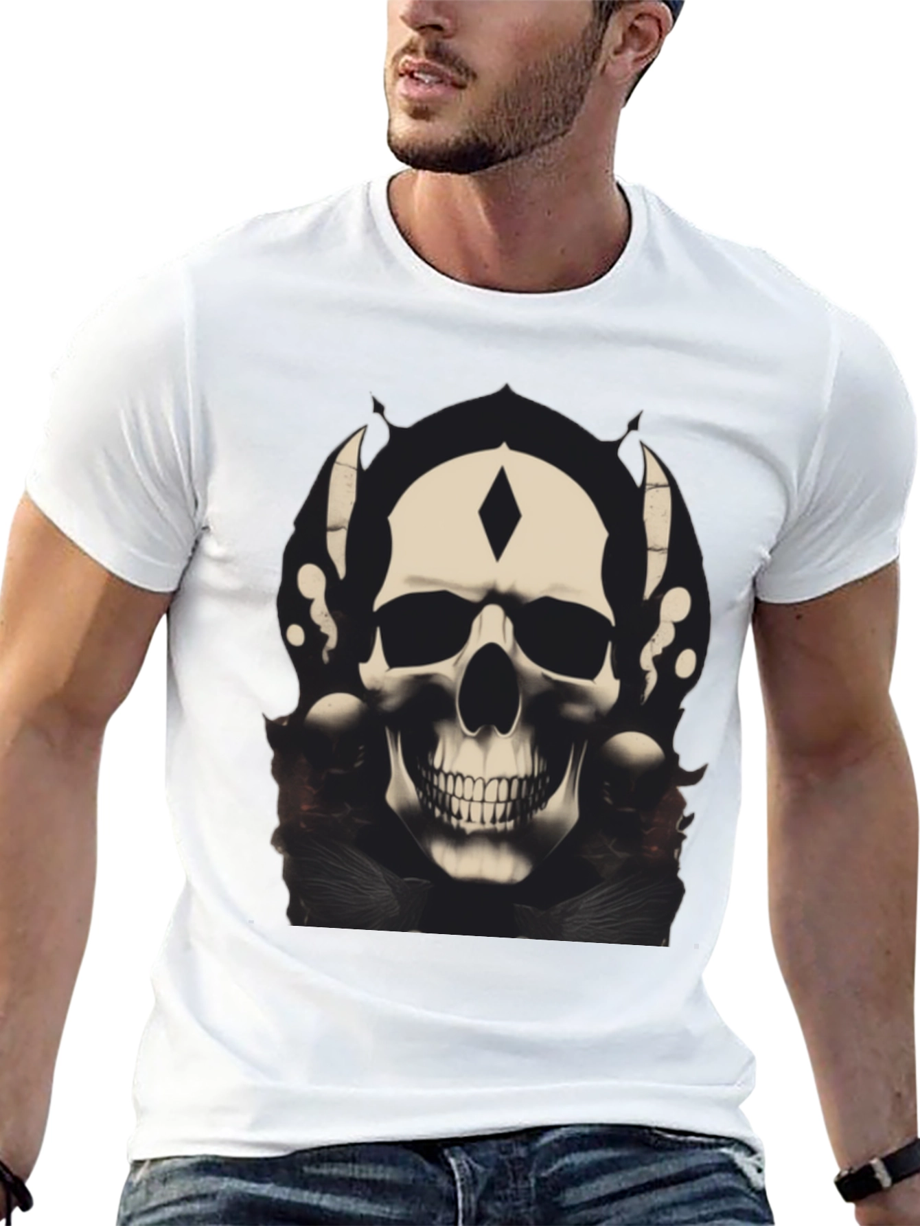 Black Skull Graphic Black T-Shirt view 13