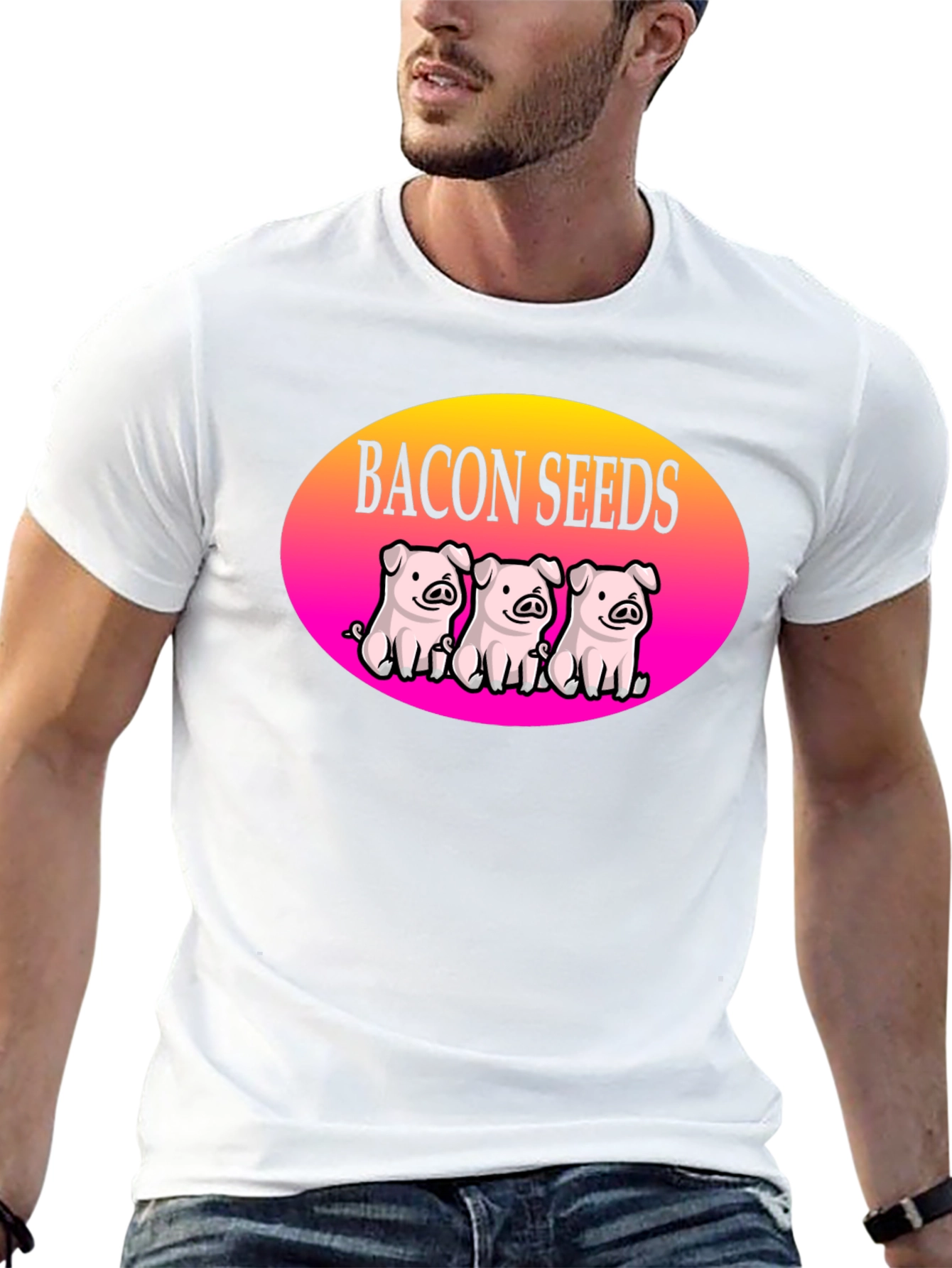Black Bacon Seeds Pig T-Shirt - Cute Cartoon Design view 13