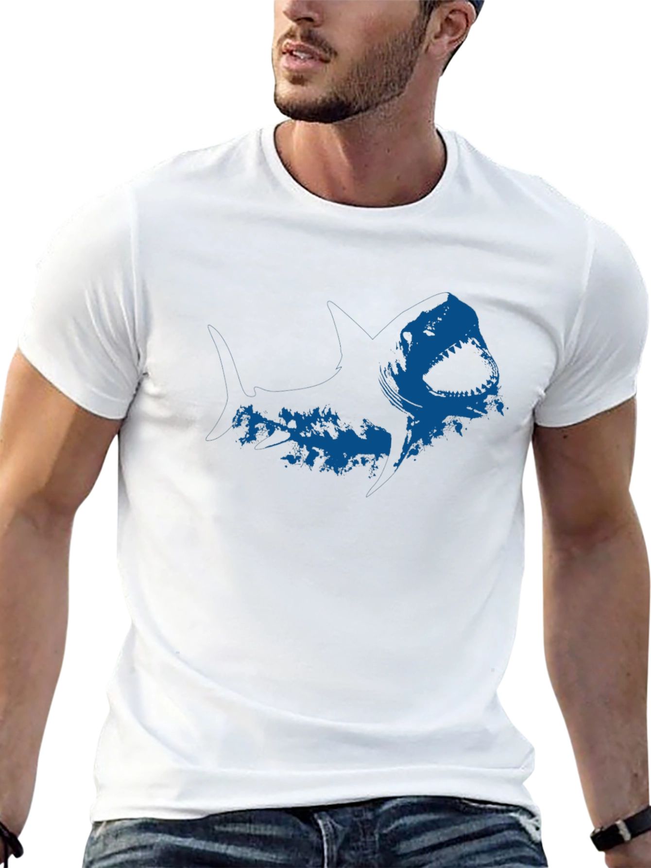 Black Shark Graphic Black T-Shirt view 13