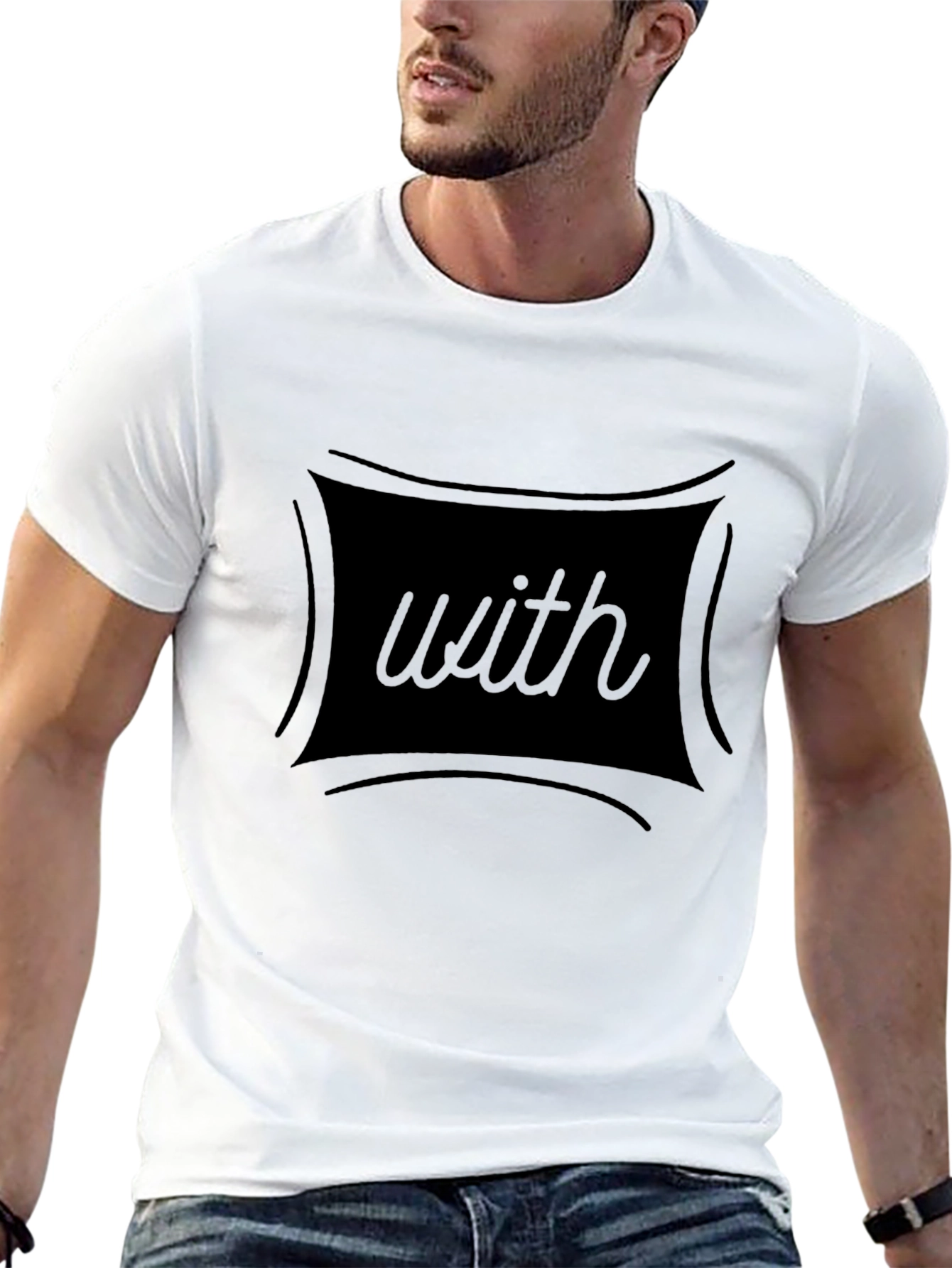 Black Men's Black T-Shirt with "with" Graphic view 13