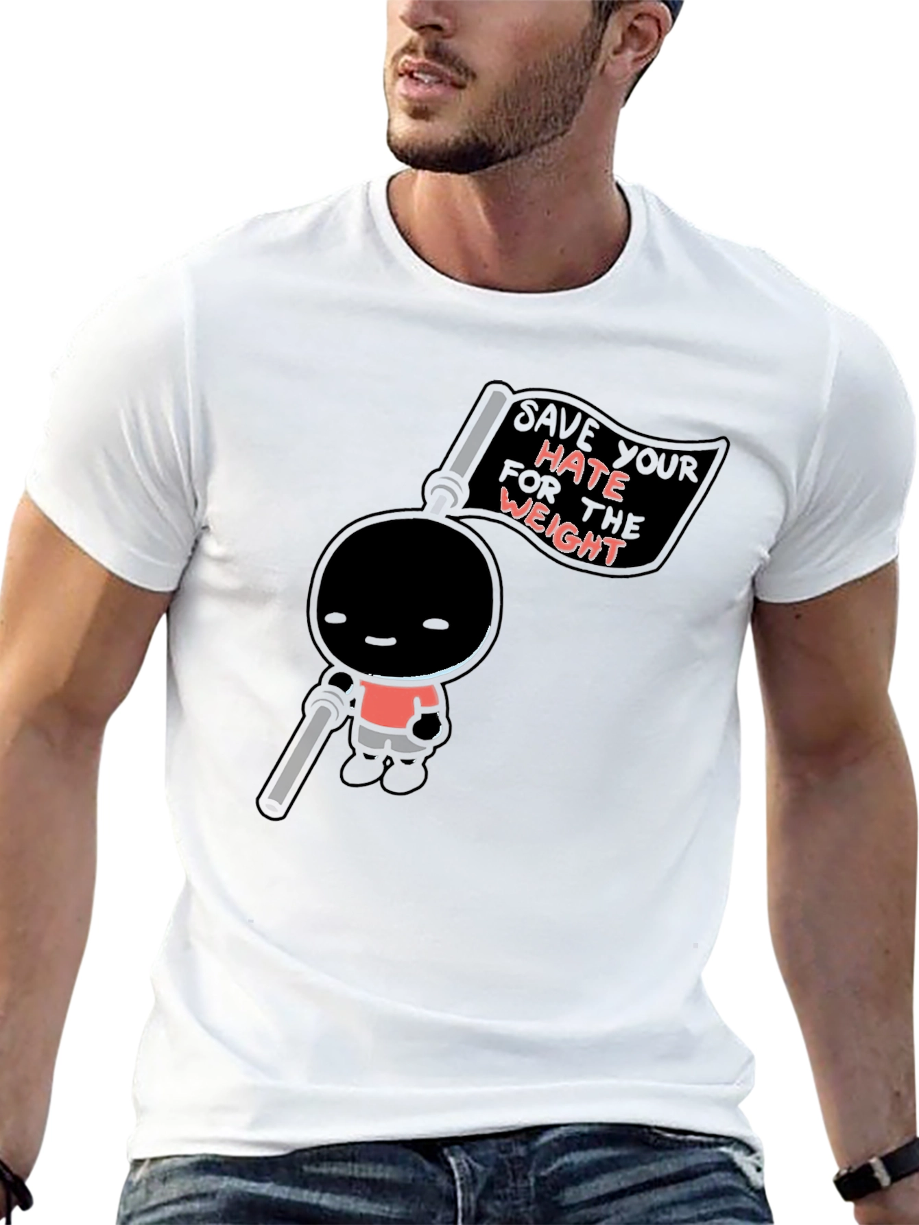 Black Save Your Hate For The Weight Black Graphic Tee view 13