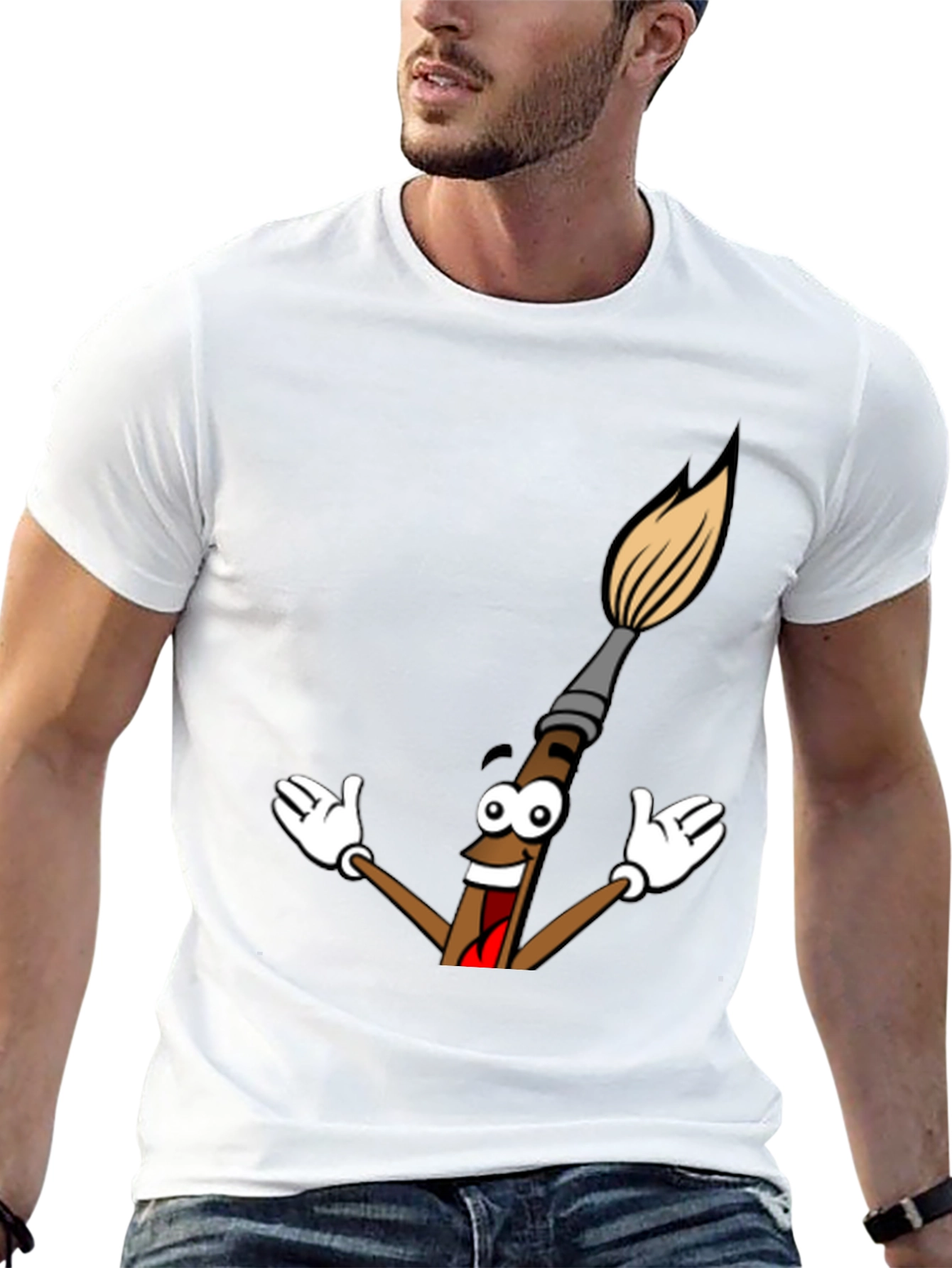 Black Cartoon Paintbrush Graphic Tee - Black view 13